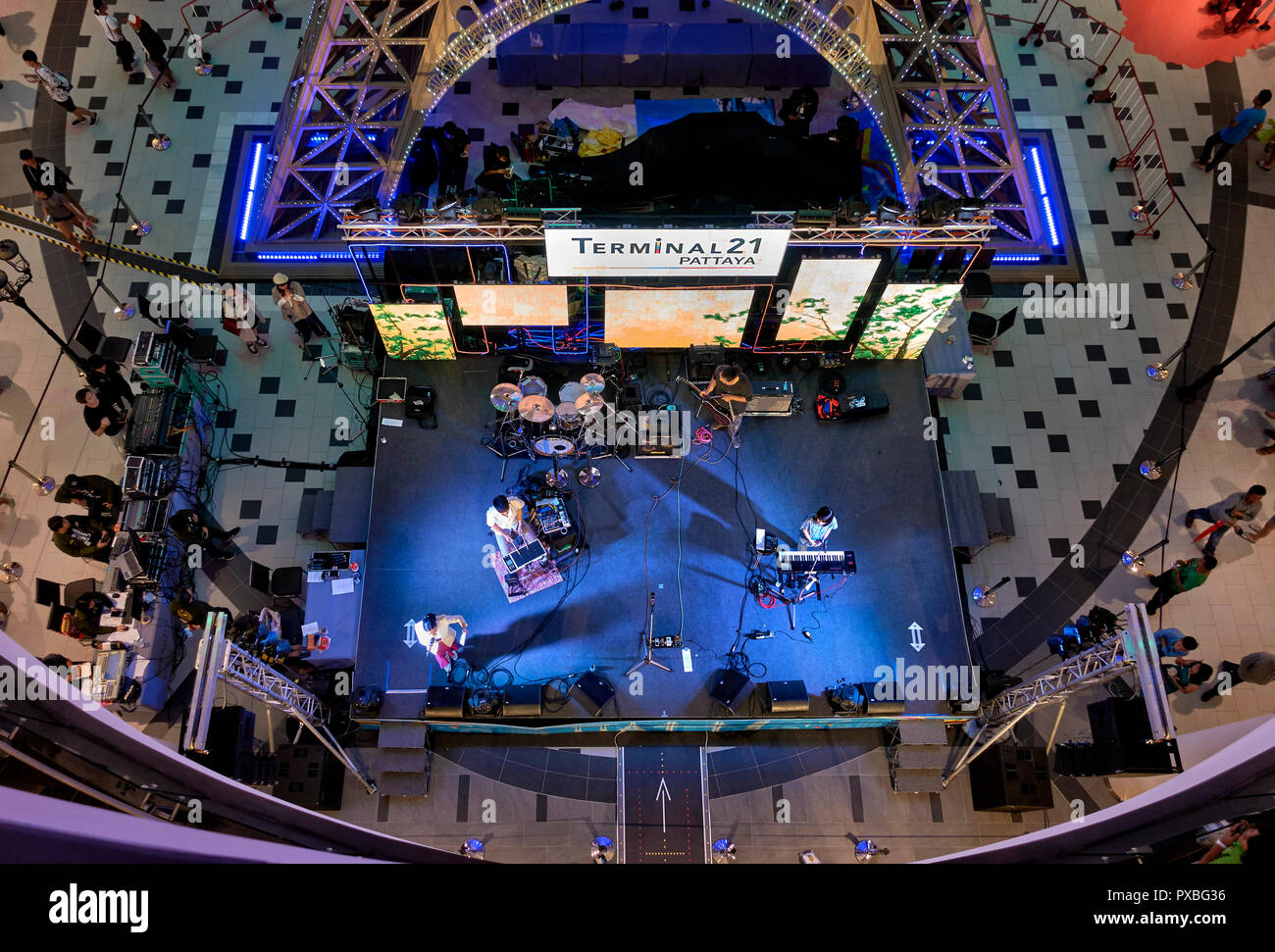Overhead view of the stage at the Terminal 21 shopping mall, Pattaya. Thailand , Southeast Asia Stock Photo
