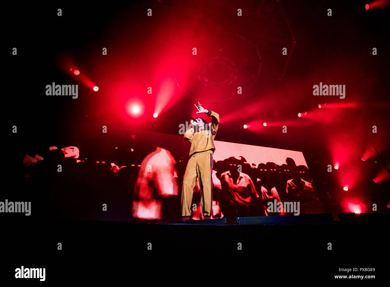 Torino, Italy. 21st Oct, 2018. The Italian-Tunisian rapper Ghali ...