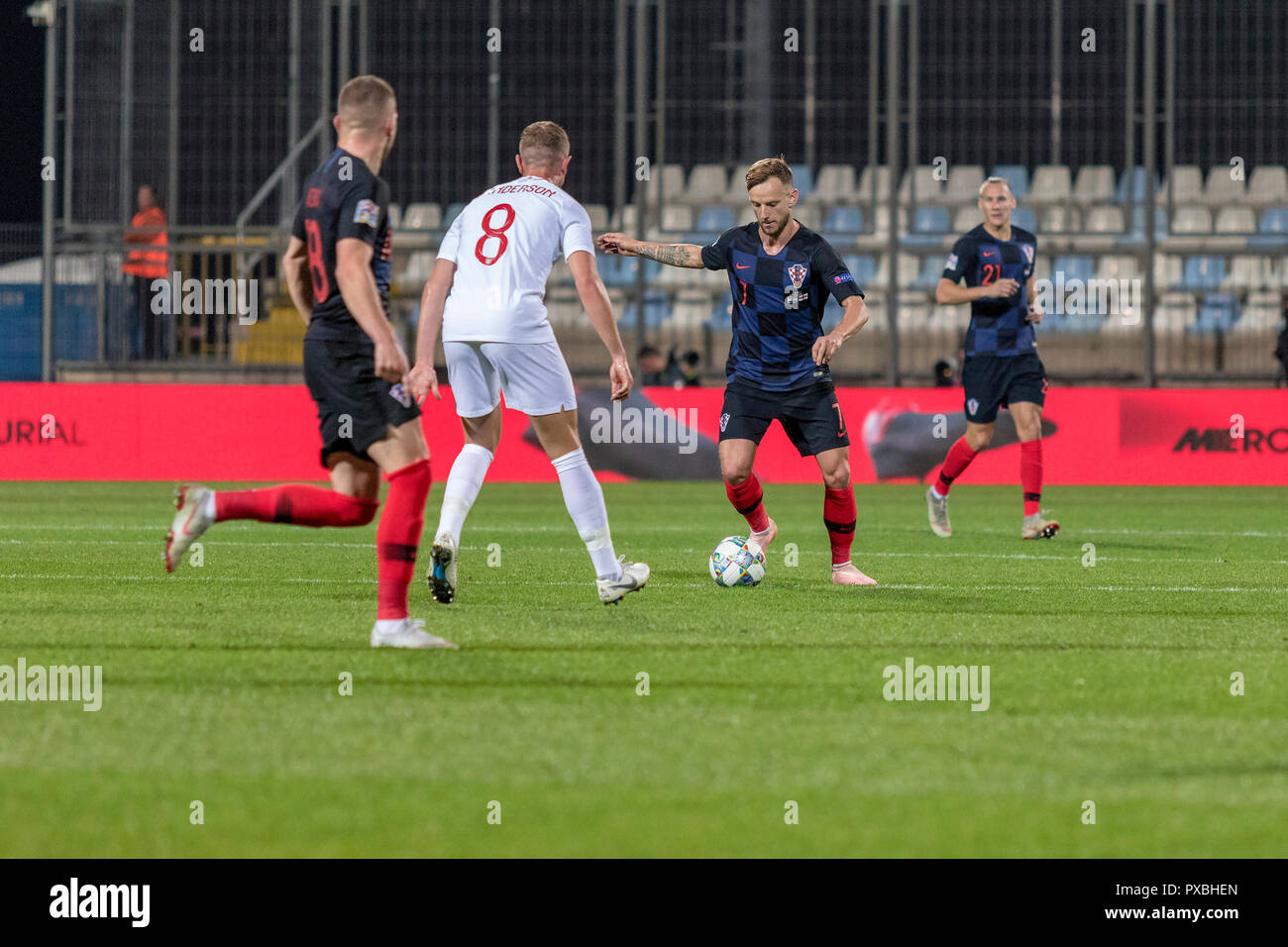 RIJEKA, CROATIA - OCTOBER 12, 2018: UEFA Nations League football match Croatia vs. England. In action Ivan Rakitic (7) Stock Photo