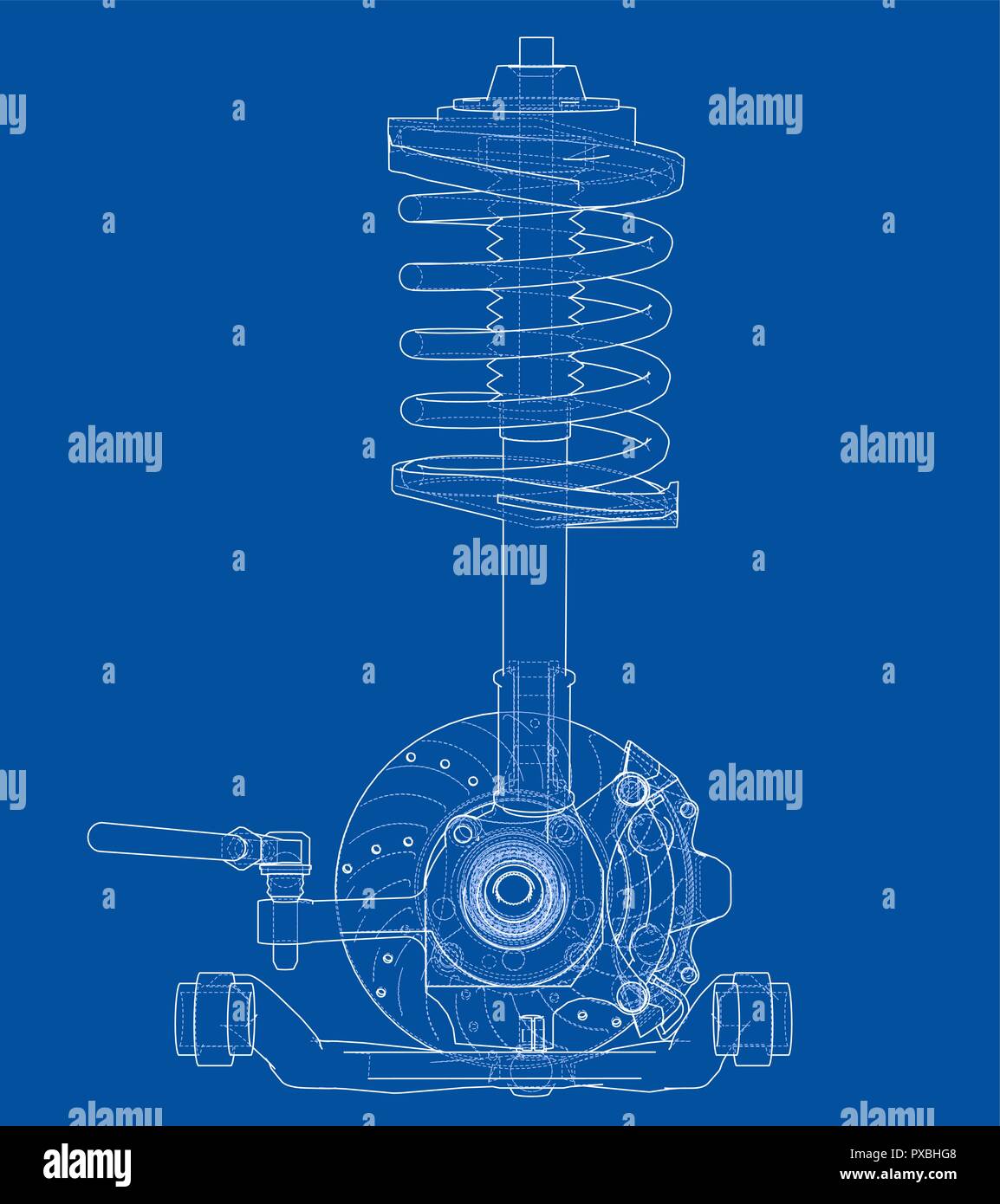 Car suspension with shock absorber Stock Vector