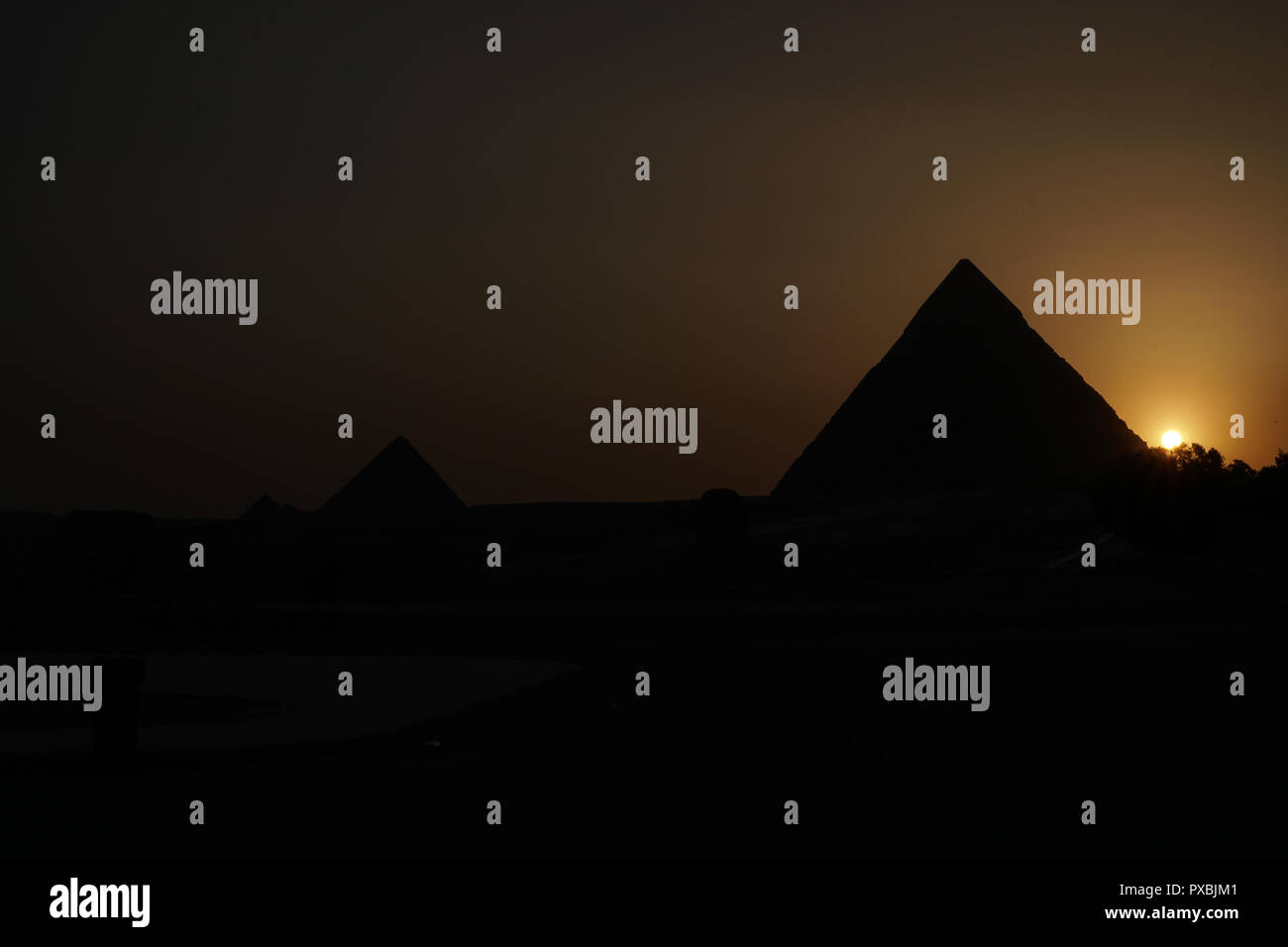 sunset at the Pyramids of Giza Stock Photo - Alamy