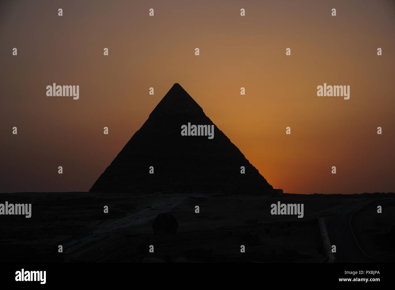 sunset at the Pyramids of Giza Stock Photo - Alamy