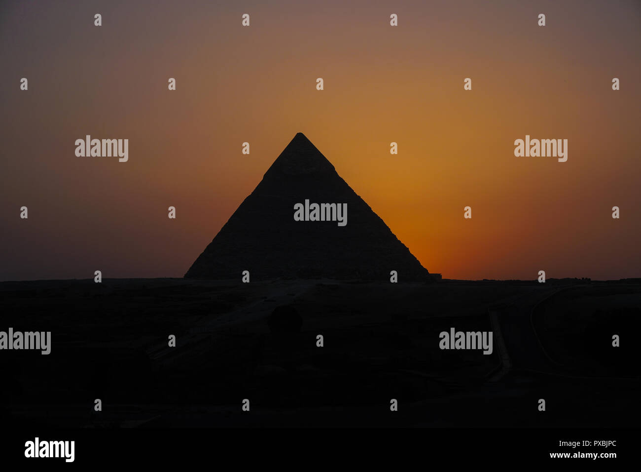 sunset at the Pyramids of Giza Stock Photo - Alamy