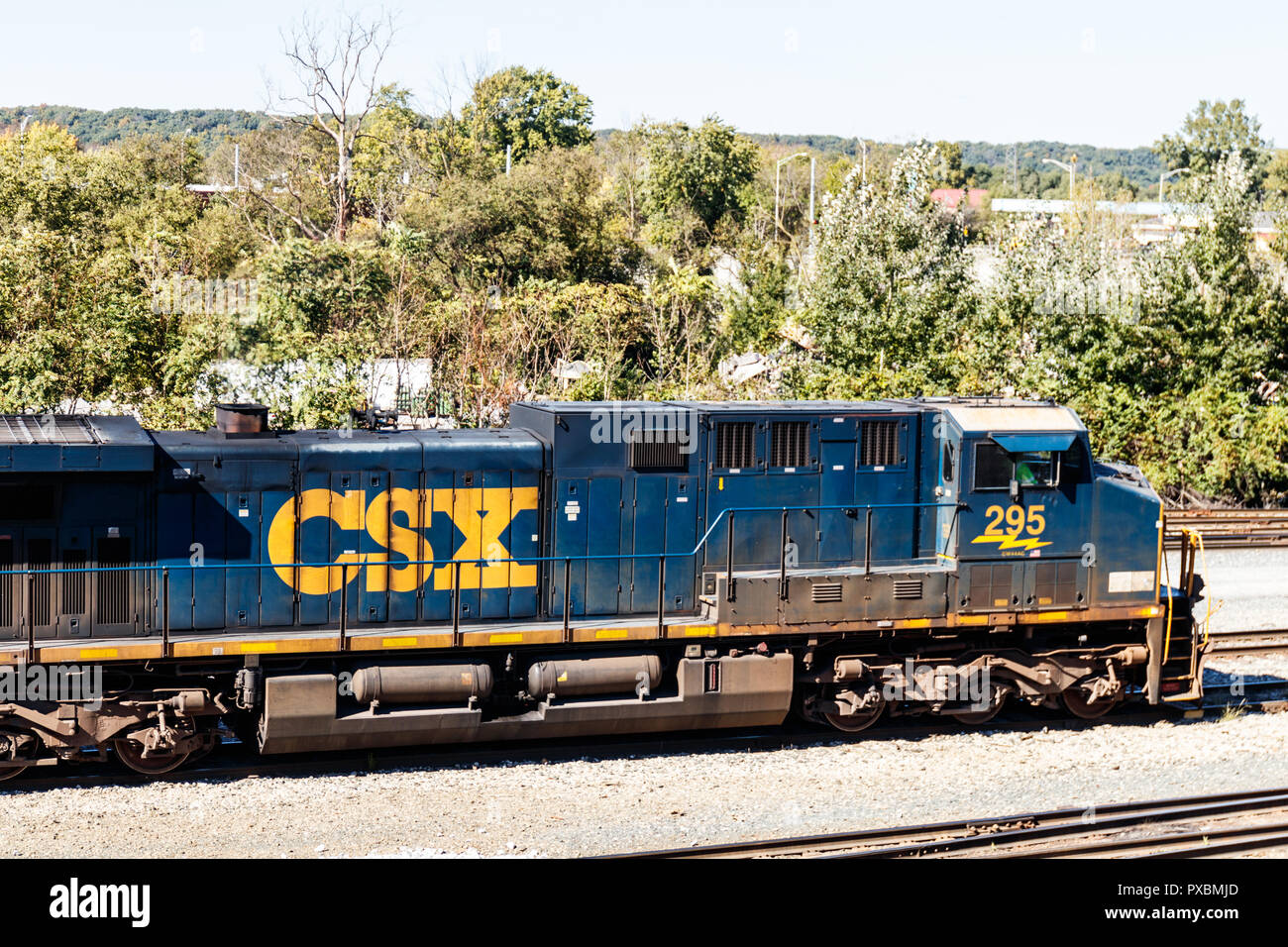 Lafayette - Circa October 2018: CSX Locomotive Train. CSX operates a Class I railroad in the US V Stock Photo