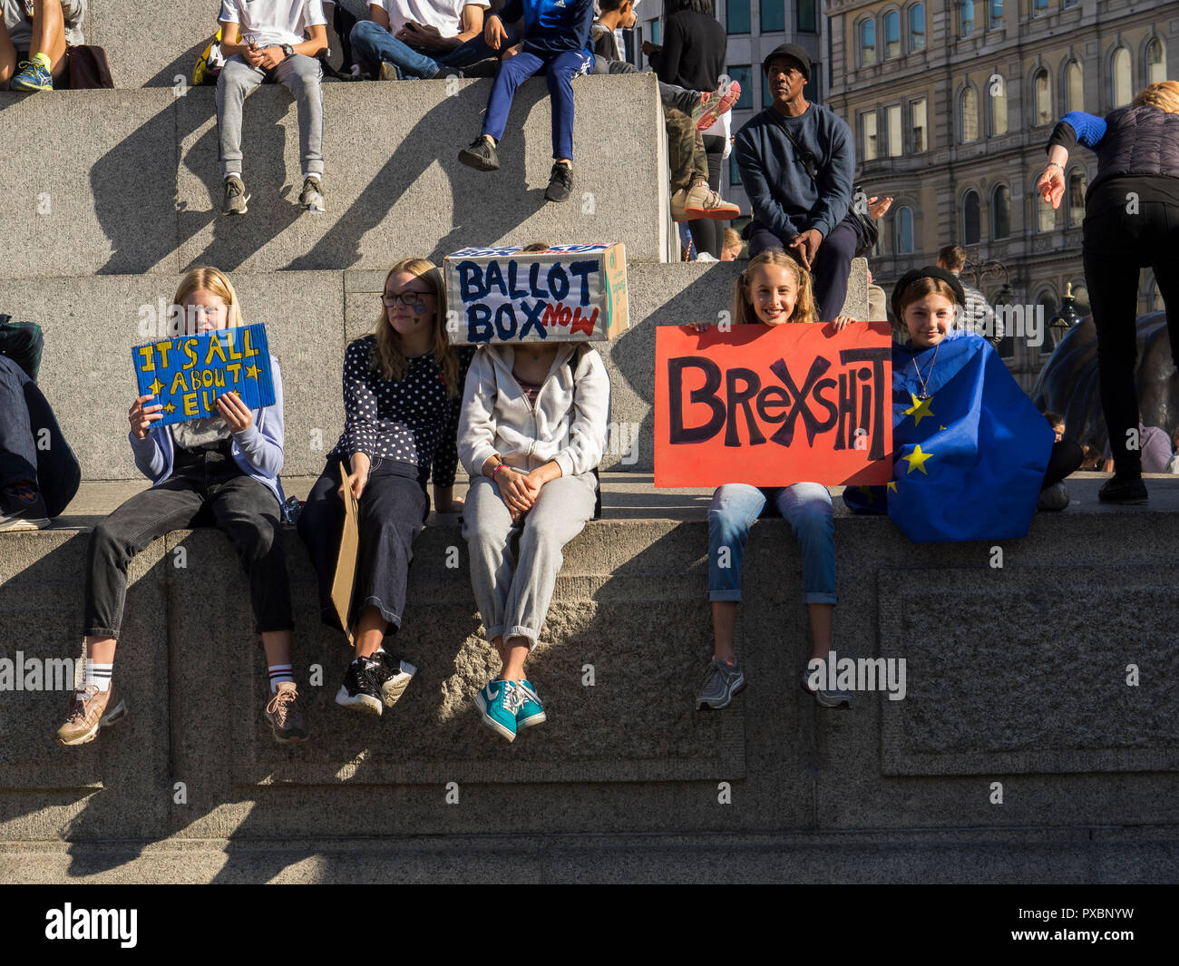 Teenagers protest against Brexit Stock Photo