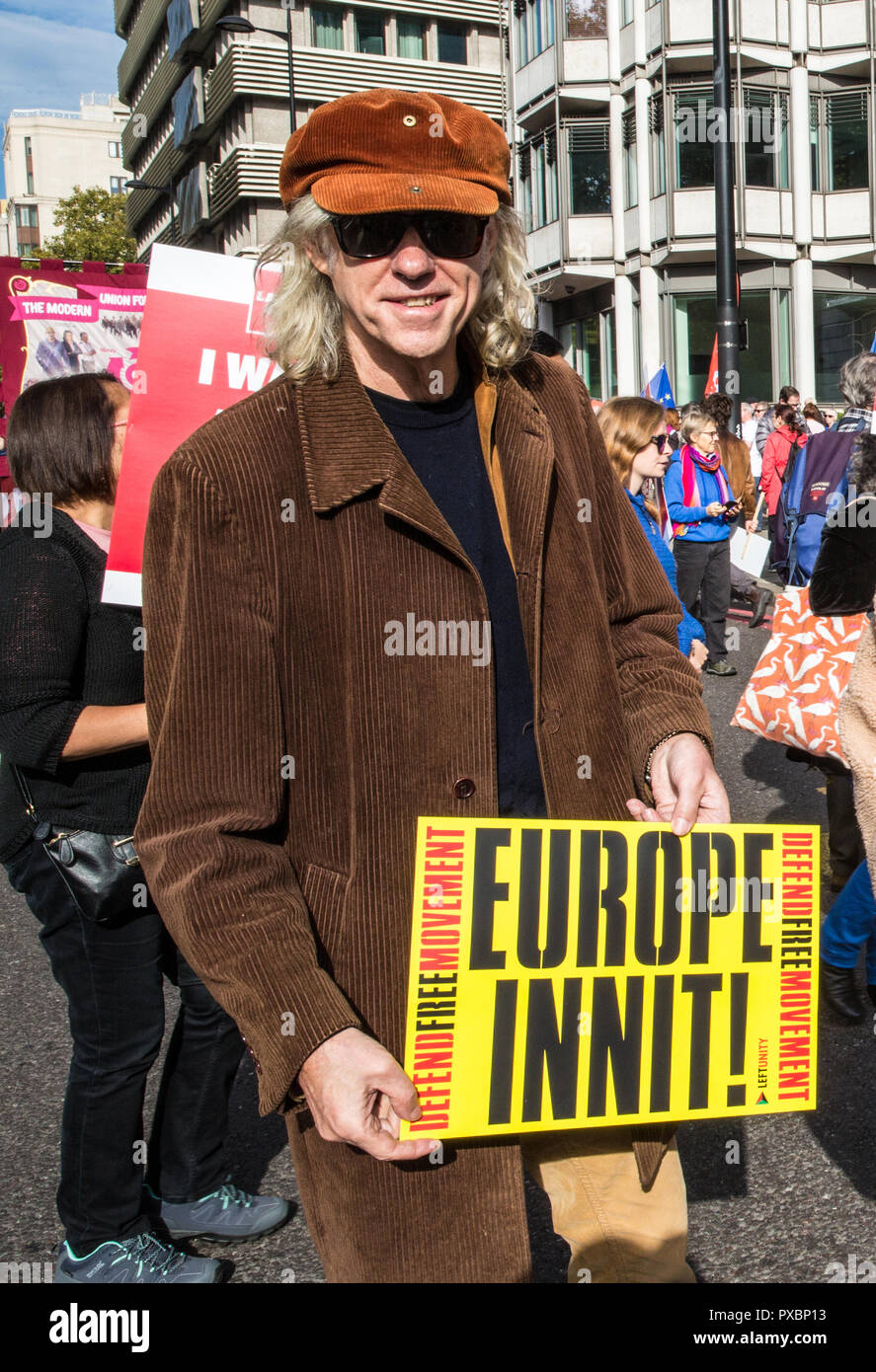 London, UK. 20th Oct, 2018. Hundreds of thousands of people from across the UK join a march and rally in support of a Peoples Vote (Referendum) on the final Brexit deal with an option to remain inside the EU. Starting in Park Lane, the march ended in Parliament Square where there were speeches from leading campaigners. The emphasis of the march was on young people who will be affected by the consequences for longer. More info: www.peoples-vote. Credit: Bob Broglia/Alamy Live News Stock Photo