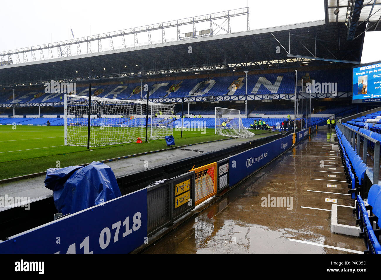 Goodison Park, Liverpool, UK. 21st Oct, 2018. EPL Premier League Football, Everton versus Crystal Palace; A general view of a wet Goodison Park ground Credit: Action Plus Sports Images/Alamy Live News Credit: Action Plus Sports/Alamy Live News Stock Photo