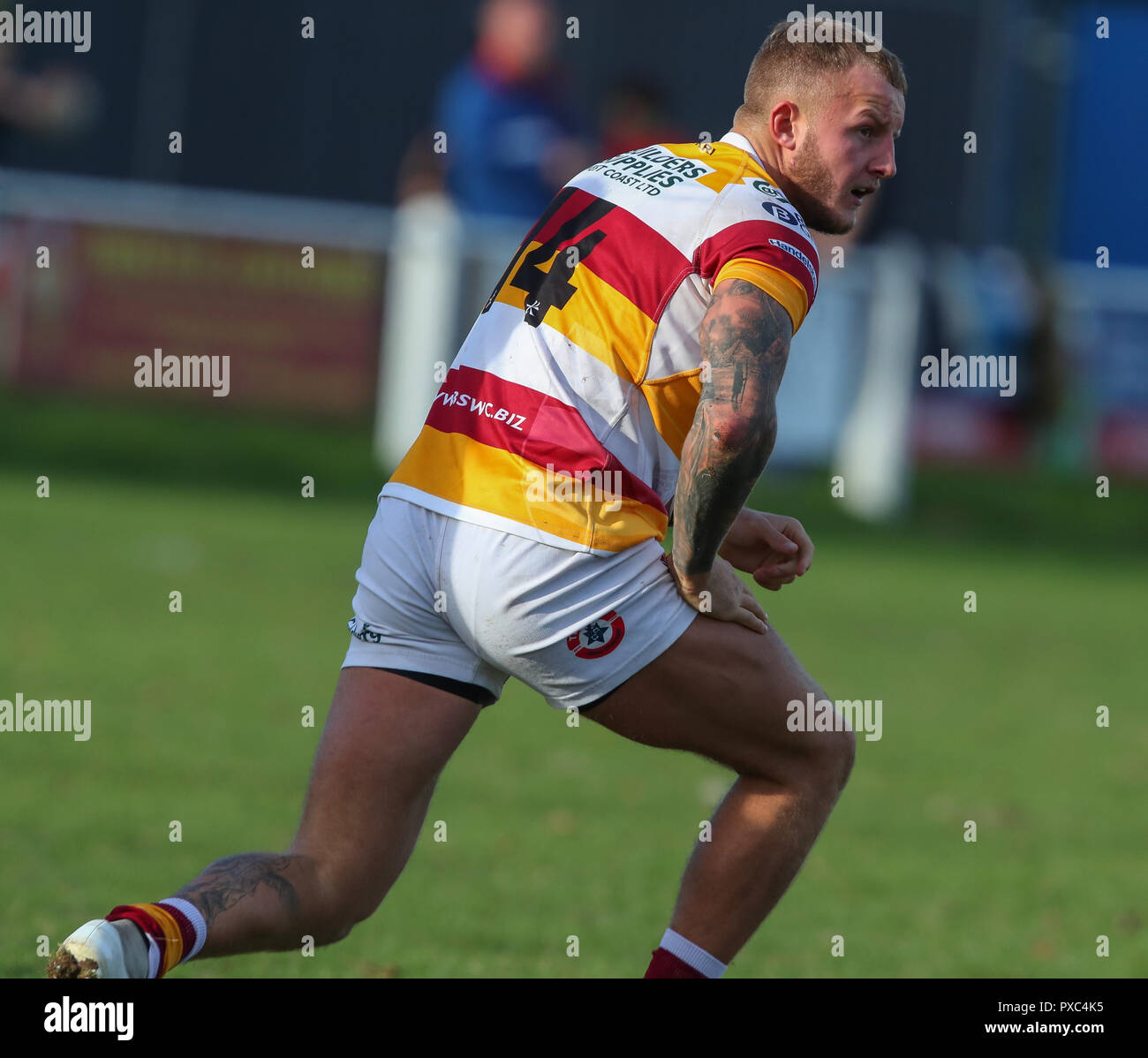 20.10.2018 Hinckley, Leicester, England. Rugby Union, Hinckley rfc v Fylde rfc.  Henry Hadfield in action for Fylde      during the RFU National League 2 North (NL2N) game played at the Leicester  Road Stadium.    © Phil Hutchinson / Alamy Live News Stock Photo