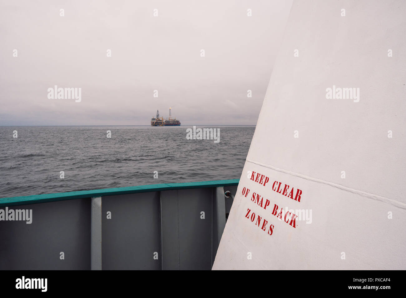 mooring safety onboard ship or vessel. snapback zones danger sign Stock