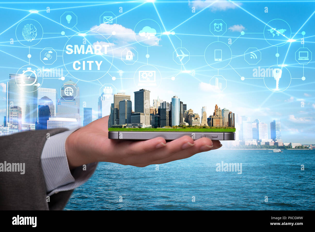 Smart city in innovation concept Stock Photo - Alamy