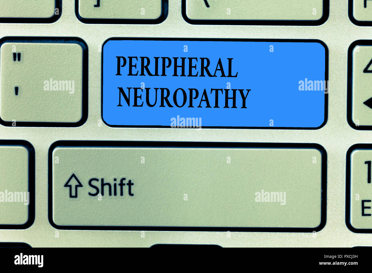 Handwriting text writing Peripheral Neuropathy. Concept meaning