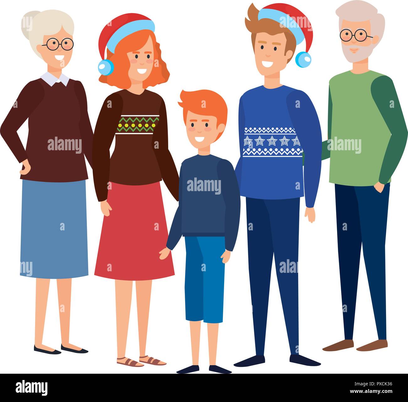 family members with winter clothes vector illustration design Stock ...
