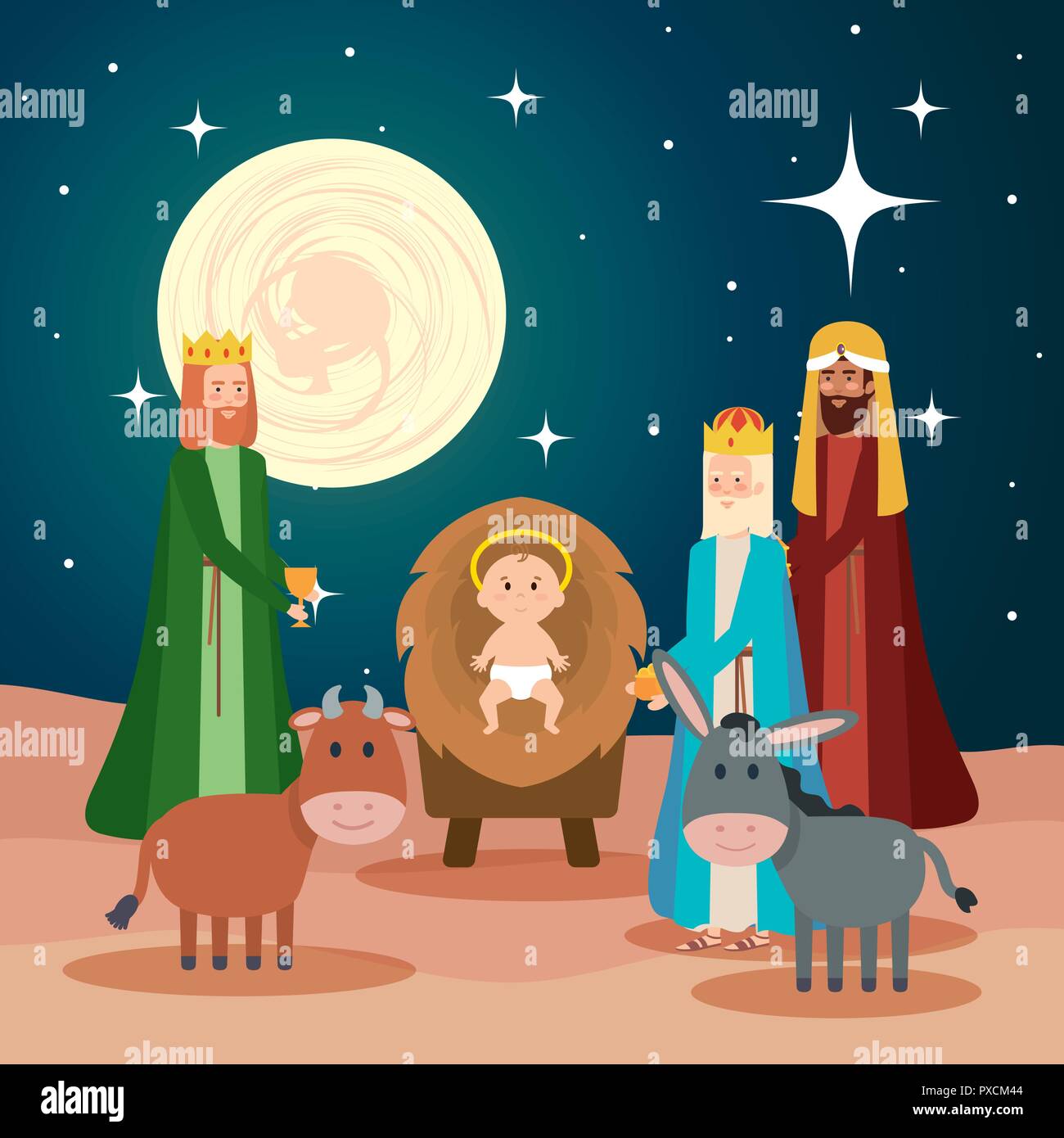 wise kings and jesus baby characters Stock Vector Image & Art - Alamy