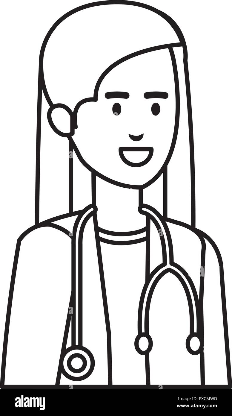 female doctor with stethoscope character Stock Vector