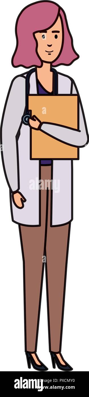 female doctor with stethoscope and documents Stock Vector Image & Art ...