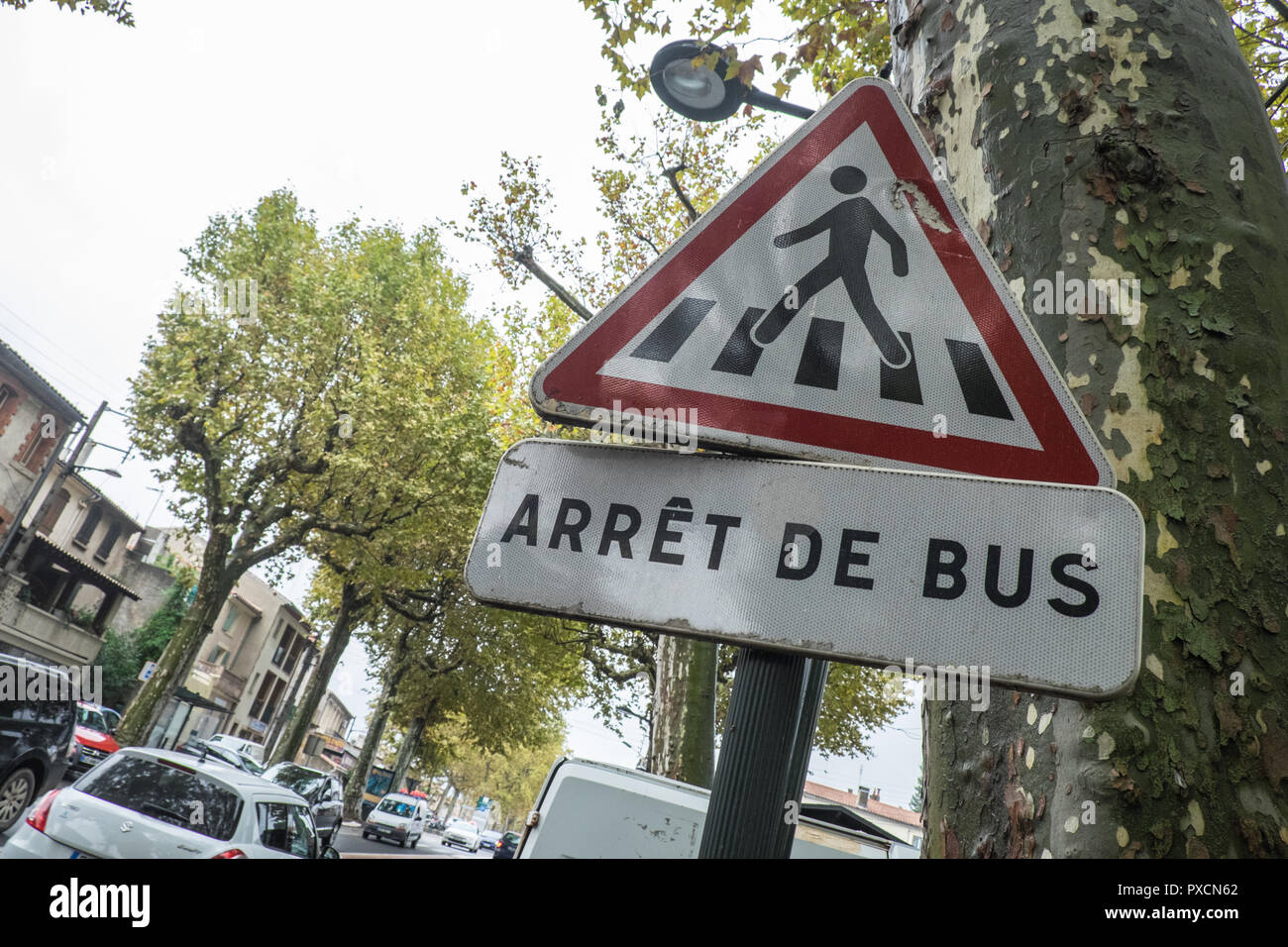 French,language,Arret de Bus,Bus stop,pedestrian crossing,Aude,South,of