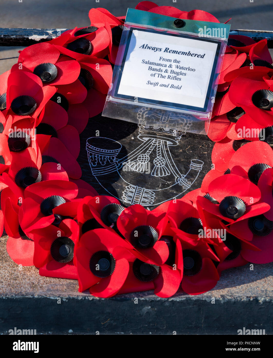Poppy wreath tribute Regents's Park London to those who died in terrorist attack July 1982 Stock Photo