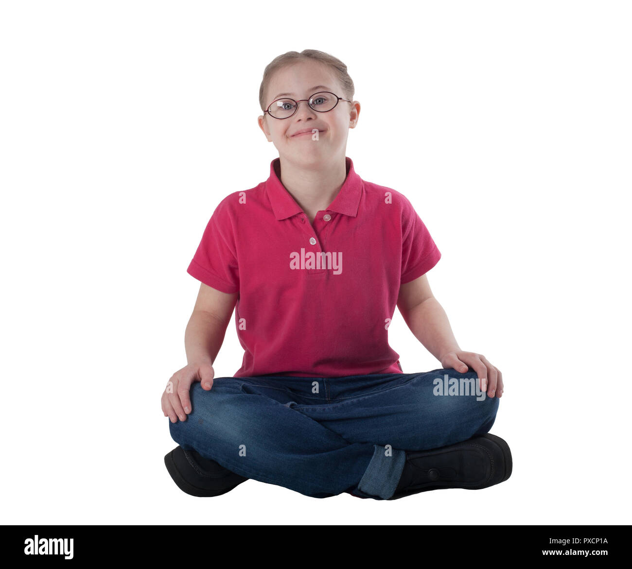 Girl glasses down syndrome hires stock photography and images Alamy