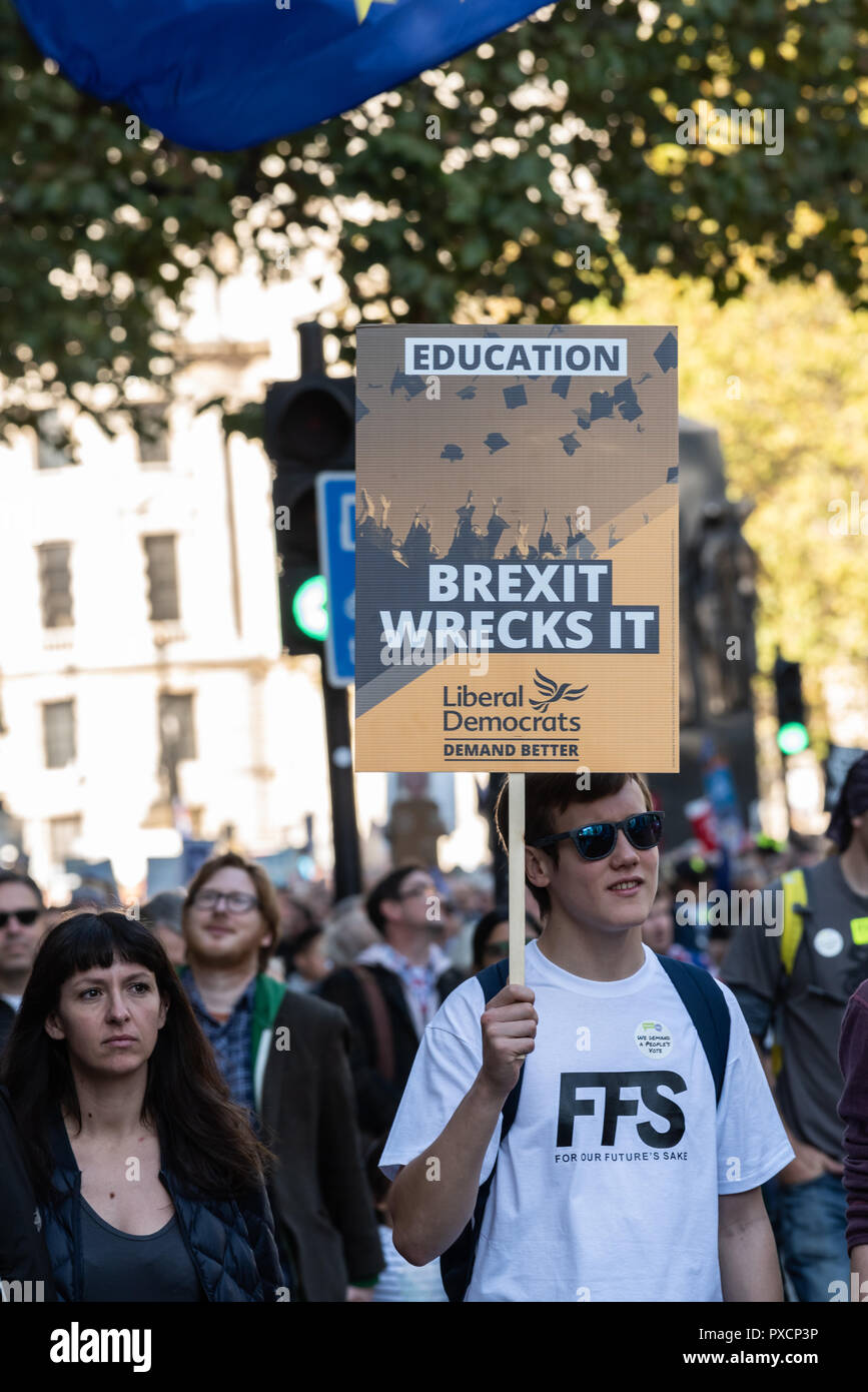 Protestors march as part of the People's Vote march in London, U.K. Stock Photo