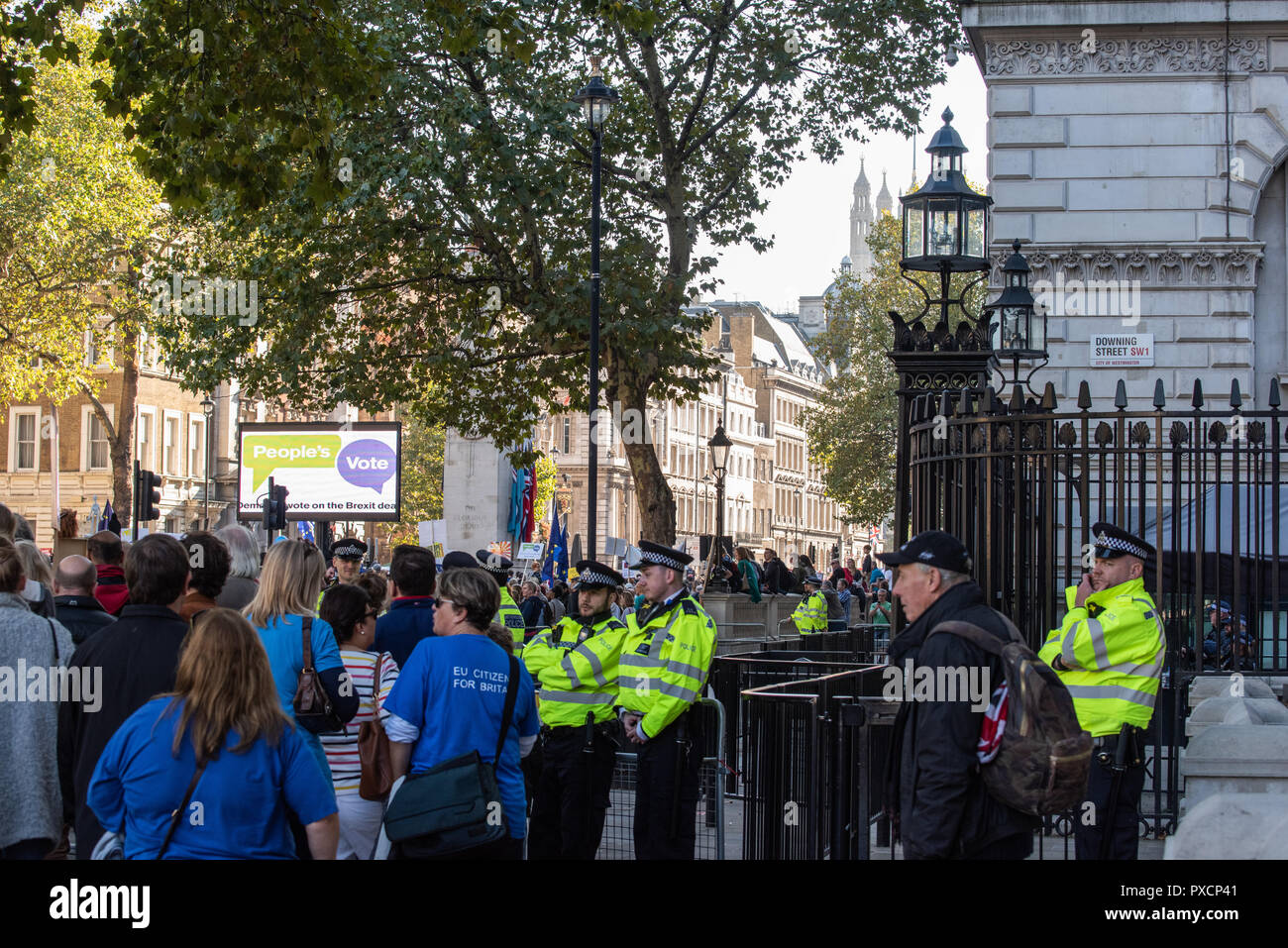 Protestors march as part of the People's Vote march in London, U.K. Stock Photo