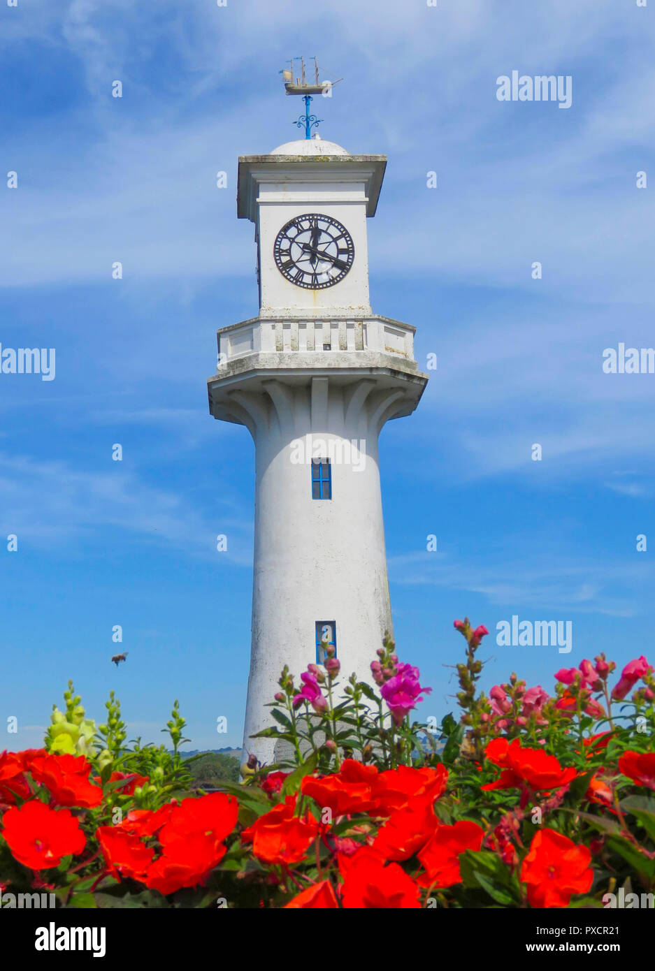 Captain Scott Memorial lighthouse at Roath Park Lake, Cardiff, Wales