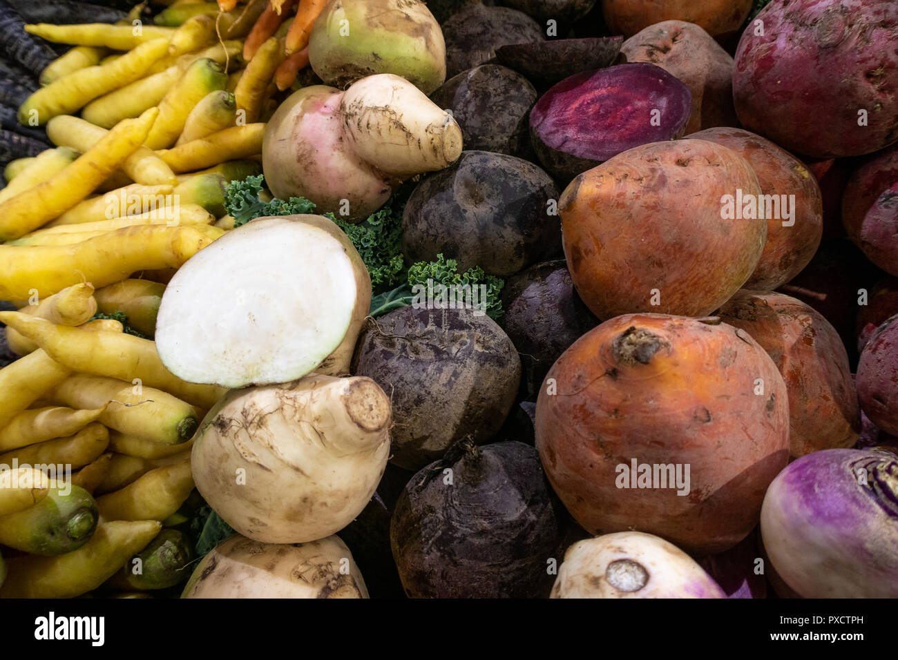 Beets, Turnips, Carrots & Other Veg in London's Borough Market, UK