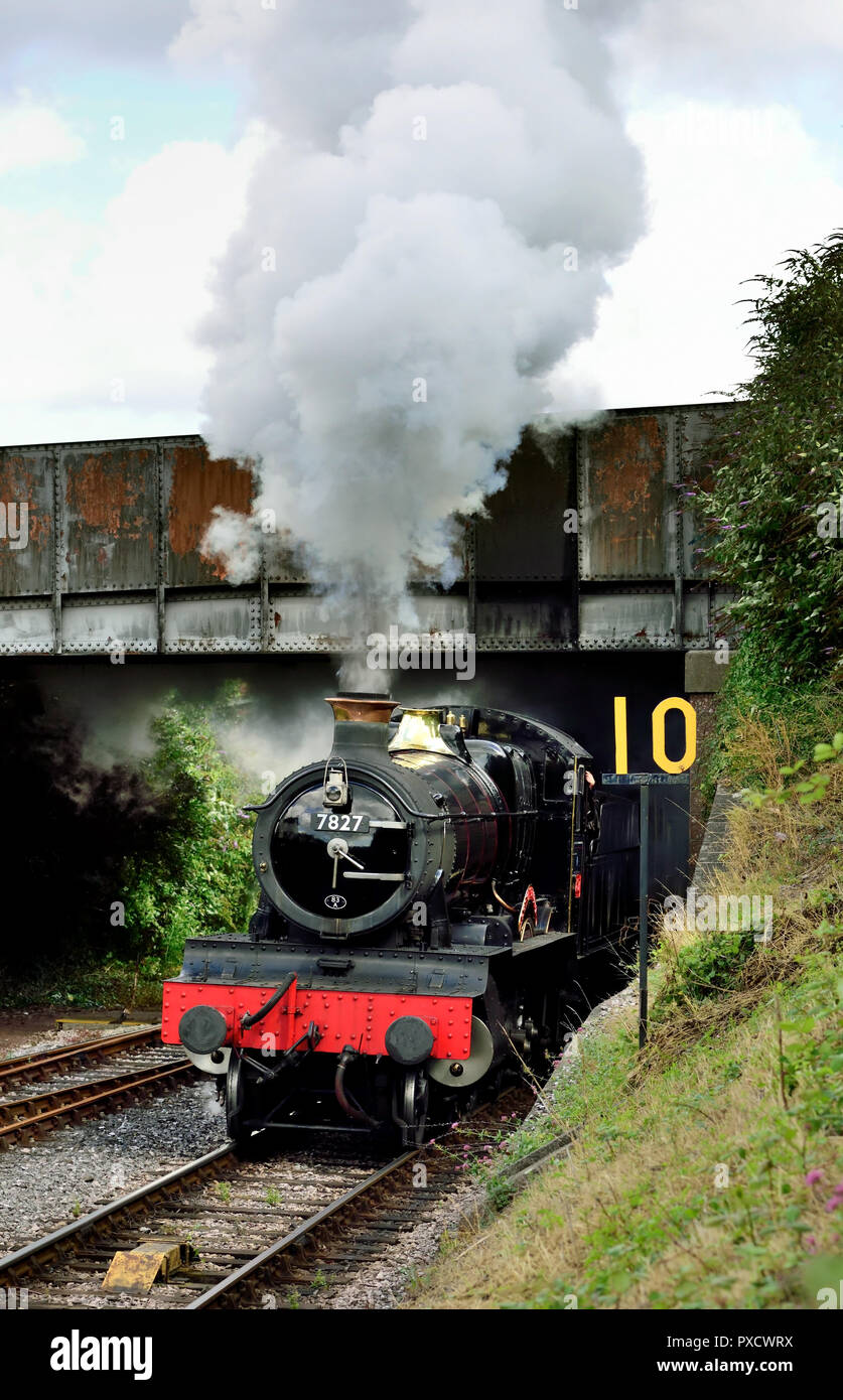 GWR Manor Class loco No 7827 Lydham Manor leaving Paignton on the ...