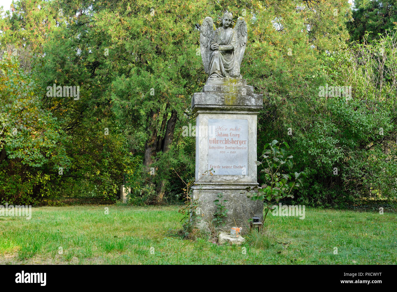 Vienna, Austria, Sankt Marxer Friedhofspark. As 'Communal cemetery' the area was occupied from 1784 to 1874. Oldest preserved cemetery in Vienna Stock Photo