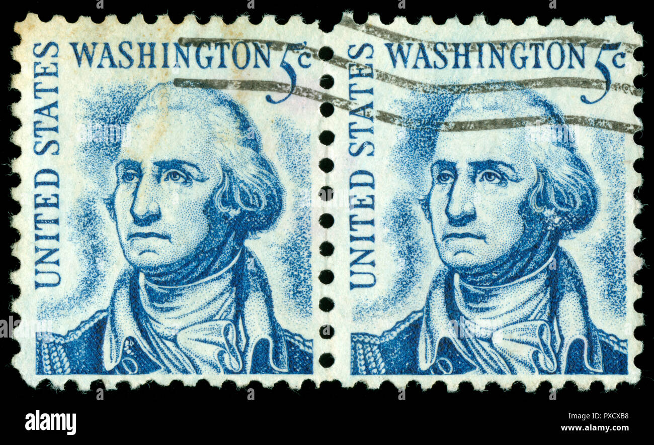 Postmarked stamps from United States of America (USA) in the Famous Americans series issued in 1966 Stock Photo