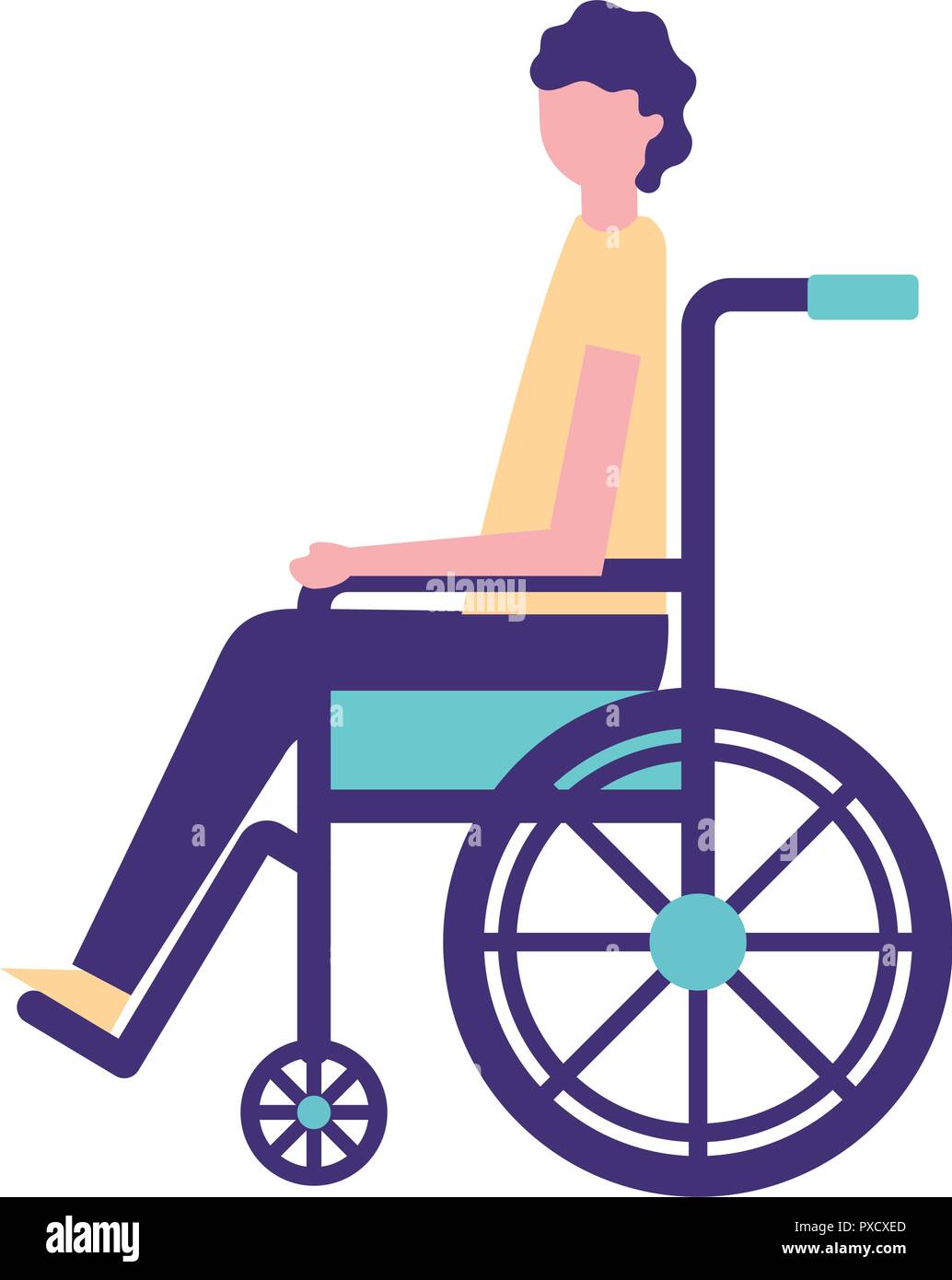 volunteers boy on the wheelchair vector illustration Stock Vector Image ...