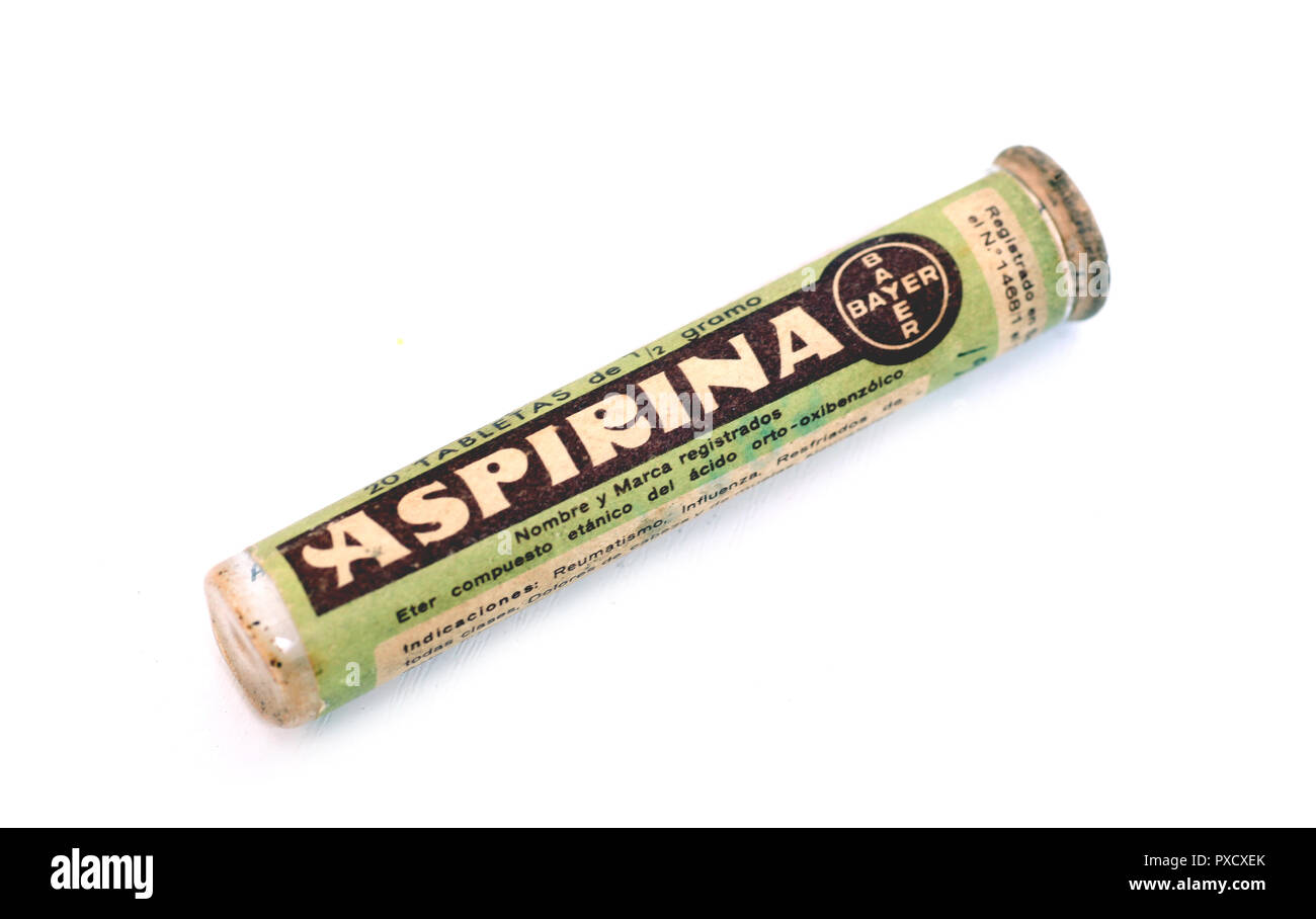 Vintage aspirin tube Stock Photo