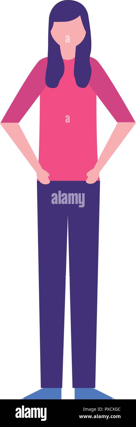 volunteers woman with hands on the hip vector illustration Stock Vector