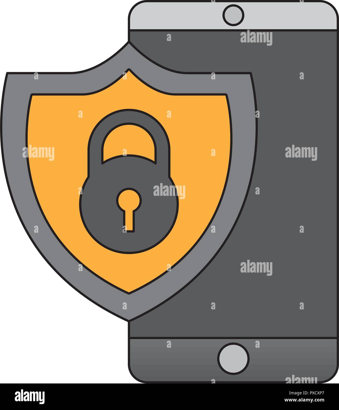 mobile shield protection cyber security digital vector illustration ...