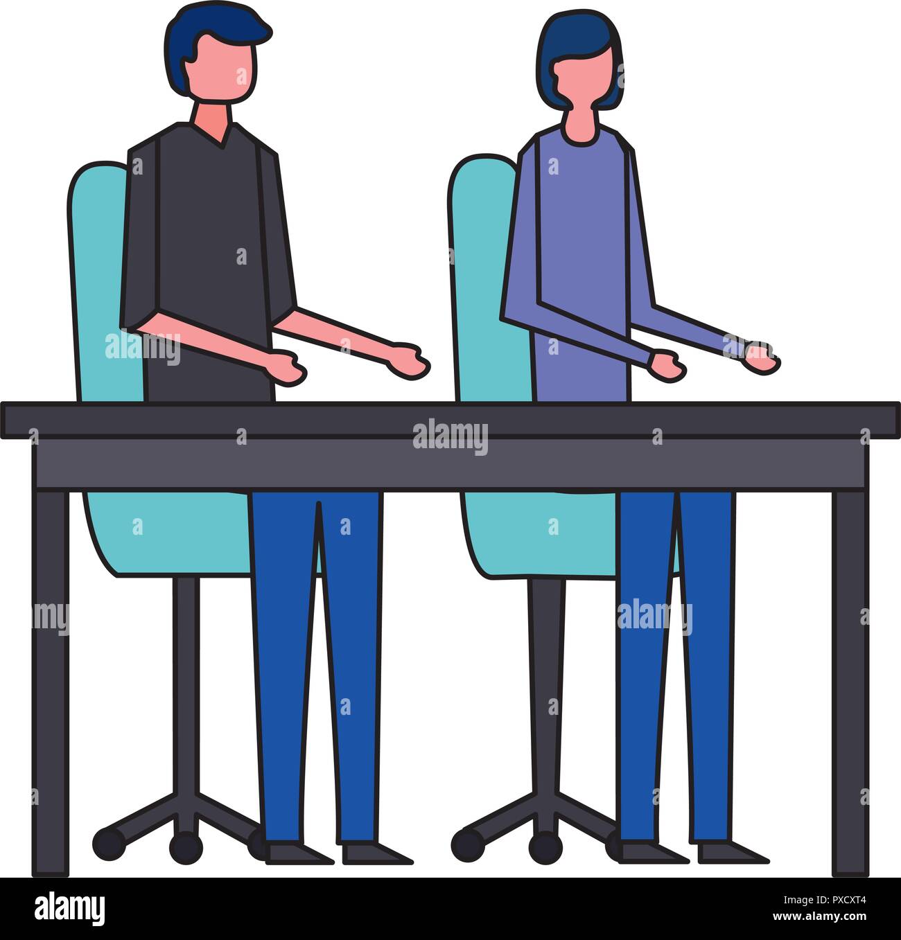 business man and woman in the office vector illustration Stock Vector ...