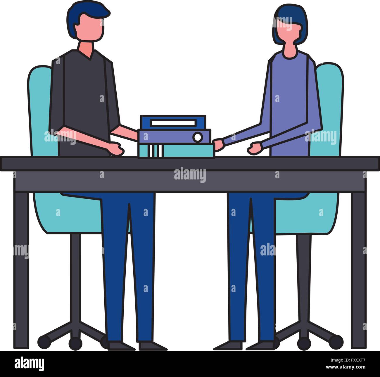 business man and woman in the office vector illustration Stock Vector ...