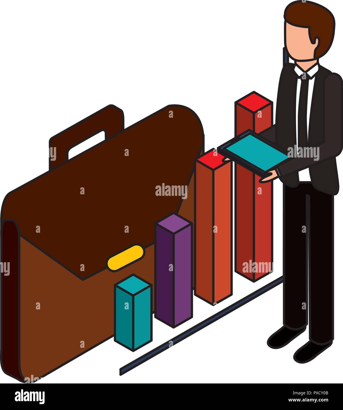 businessman briefcase and mobile money business vector illustration ...