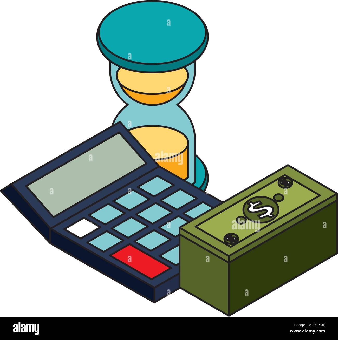 calculator clock and stack money financial business vector illustration Stock Vector Image & Art