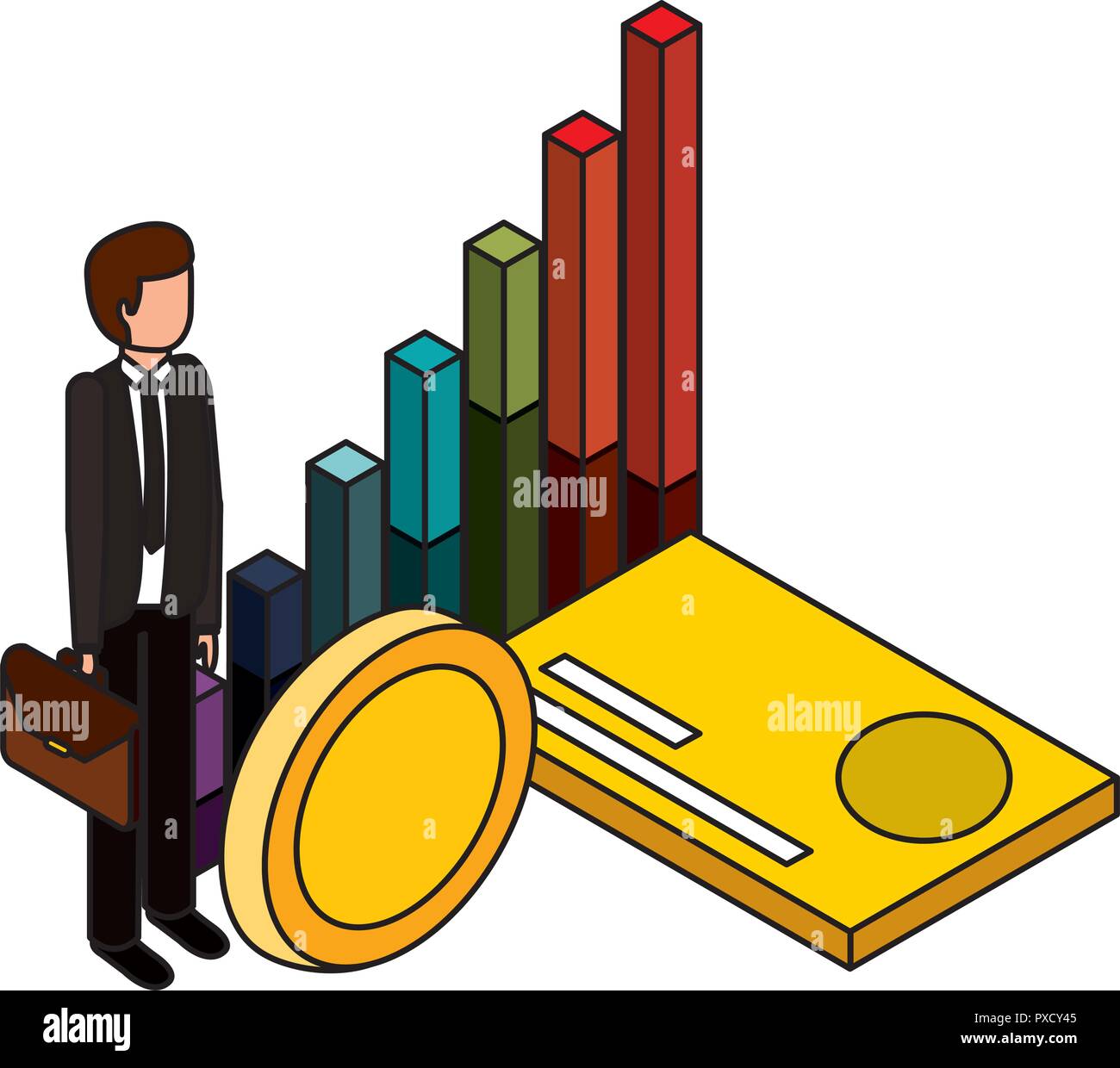 businessman money bank card briefcase business vector illustration ...