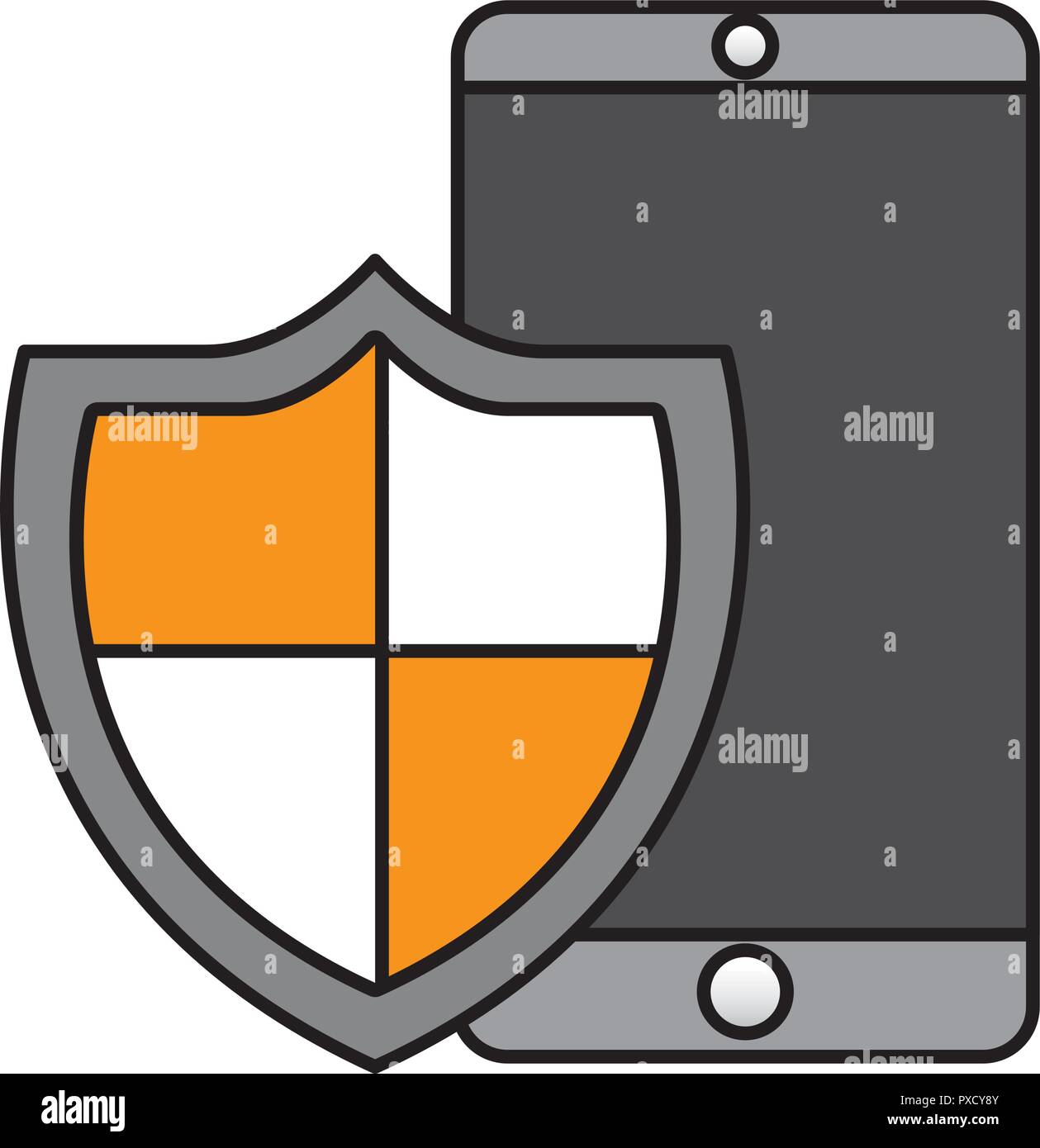 smartphone shield protection cyber security digital vector illustration ...