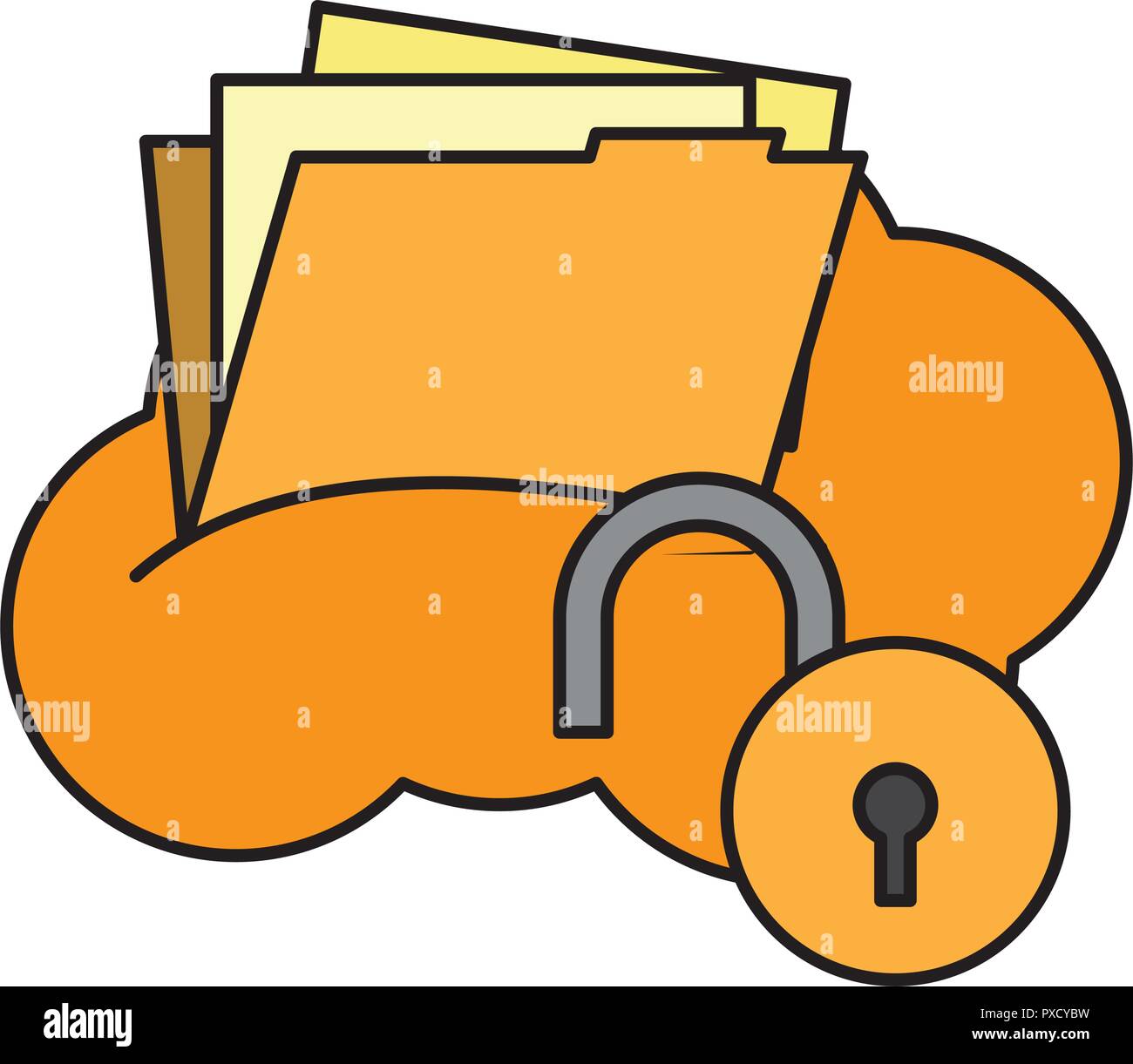 cloud computing files padlock cyber security digital vector ...