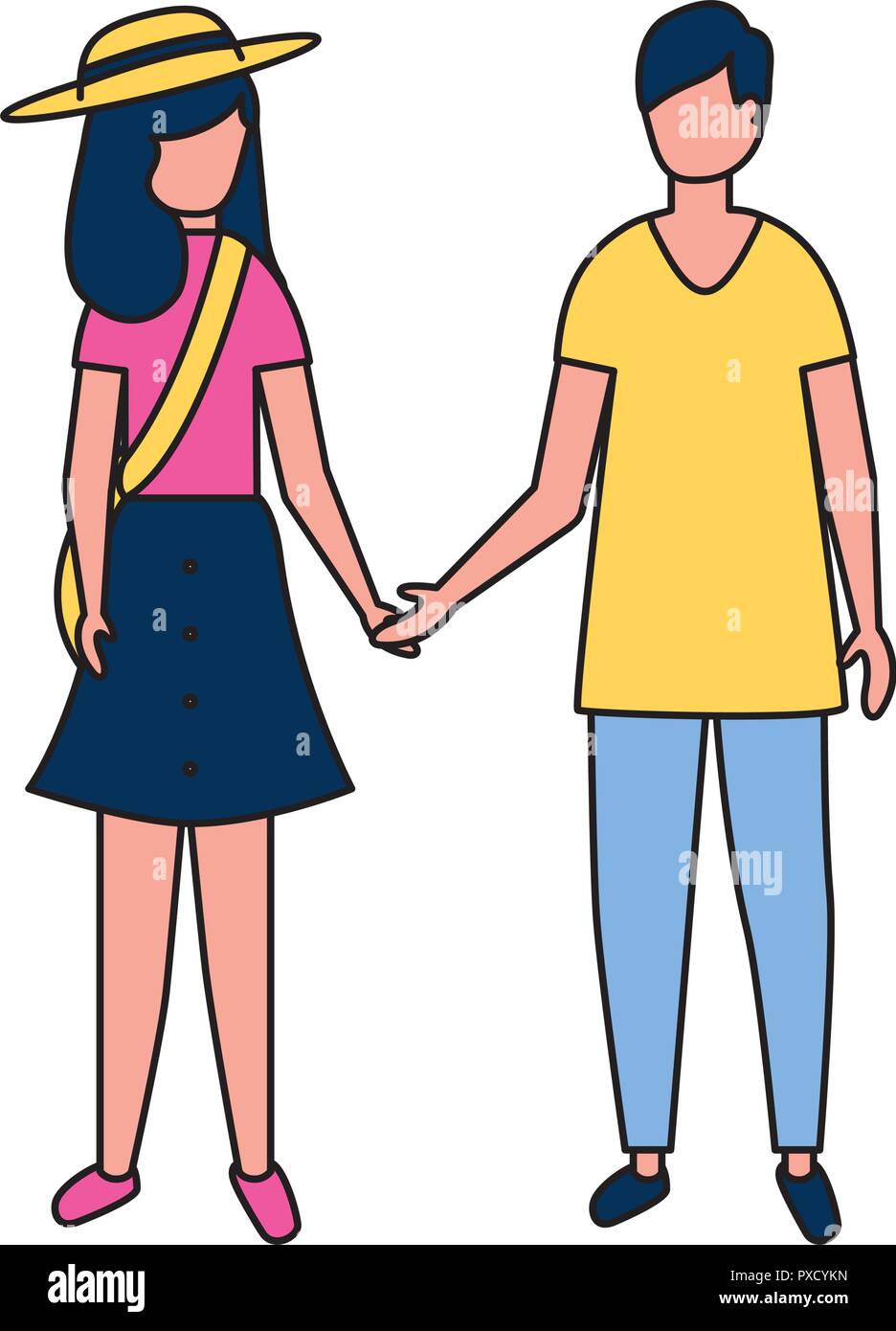 couple holding hands on white background vector illustration Stock ...