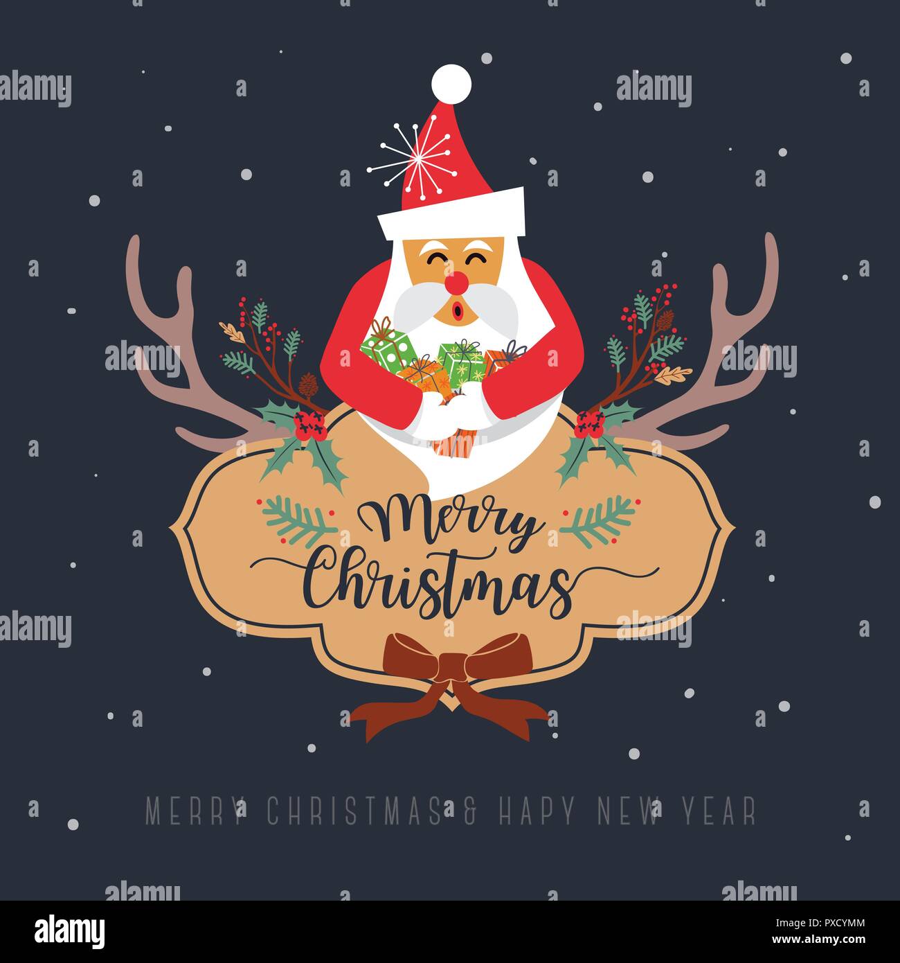 Merry Christmas Greeting Card Design. Vector illustration Stock Vector ...