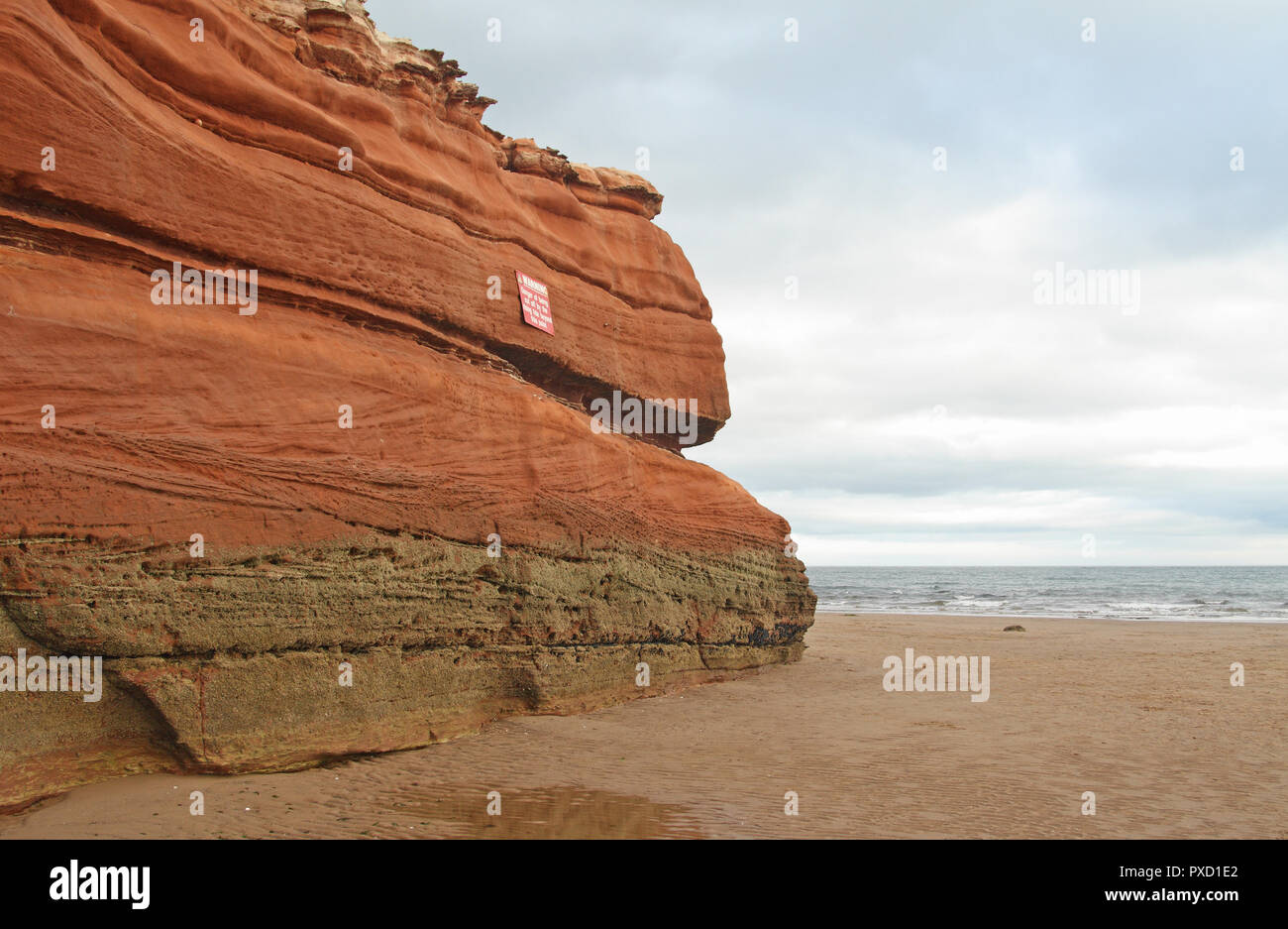 Triassic desert sandstones and mudstones, Orcombe Point, Exmouth, Devon, England, UK Stock Photo