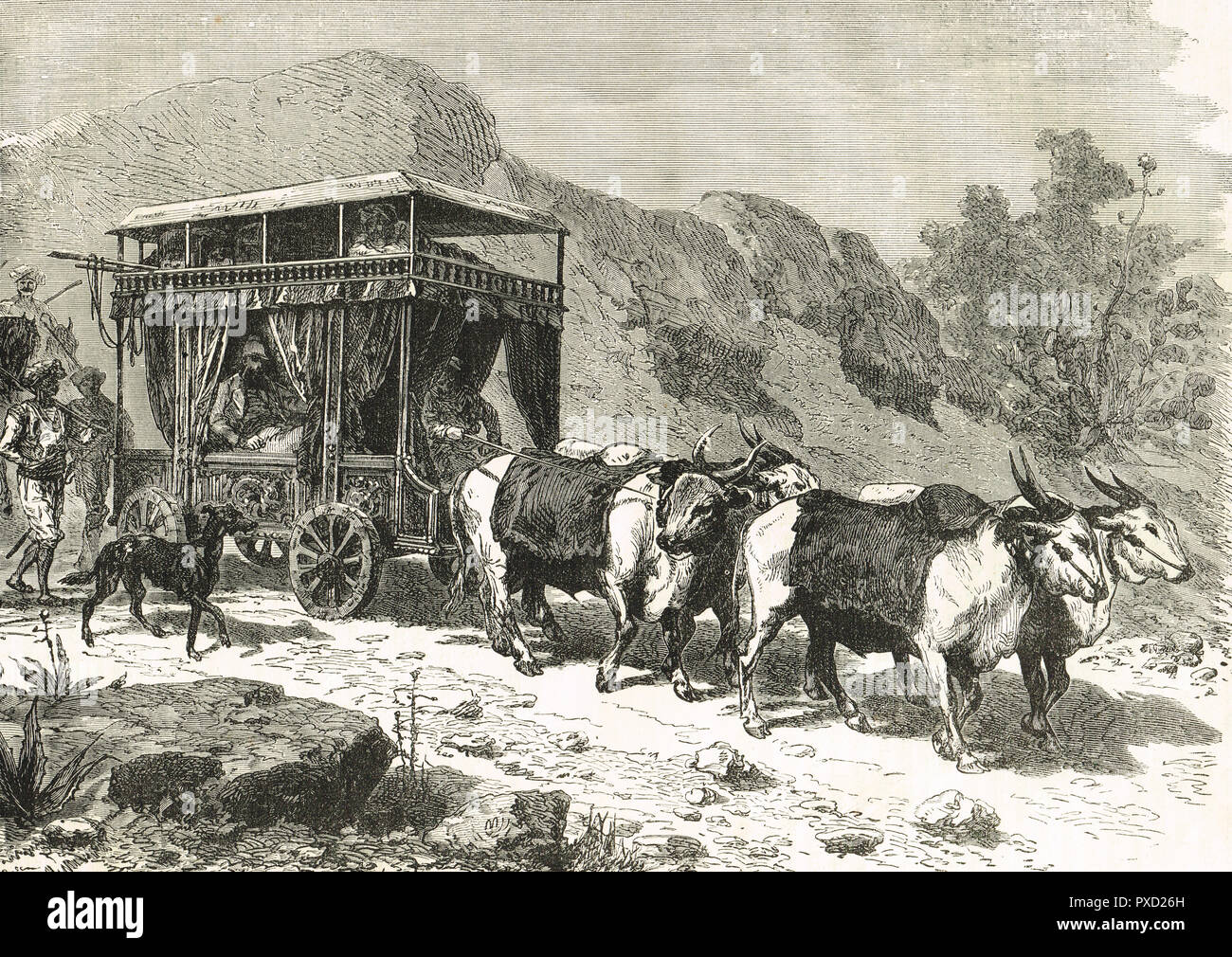 A Chopaya, or Hindu travelling carriage, cattle drawn travel carriage, India 19th century Stock Photo