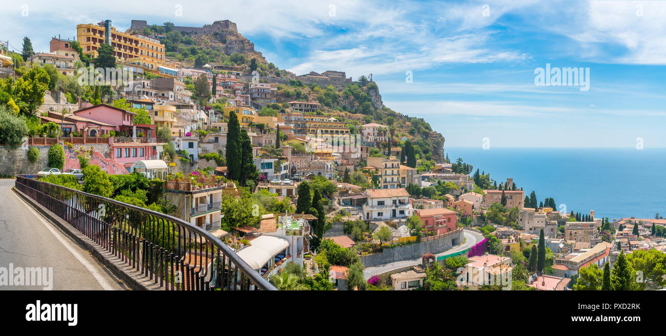 Scenic sight in Taormina, famous beautiful city in the Province of Messina, Sicily, southern