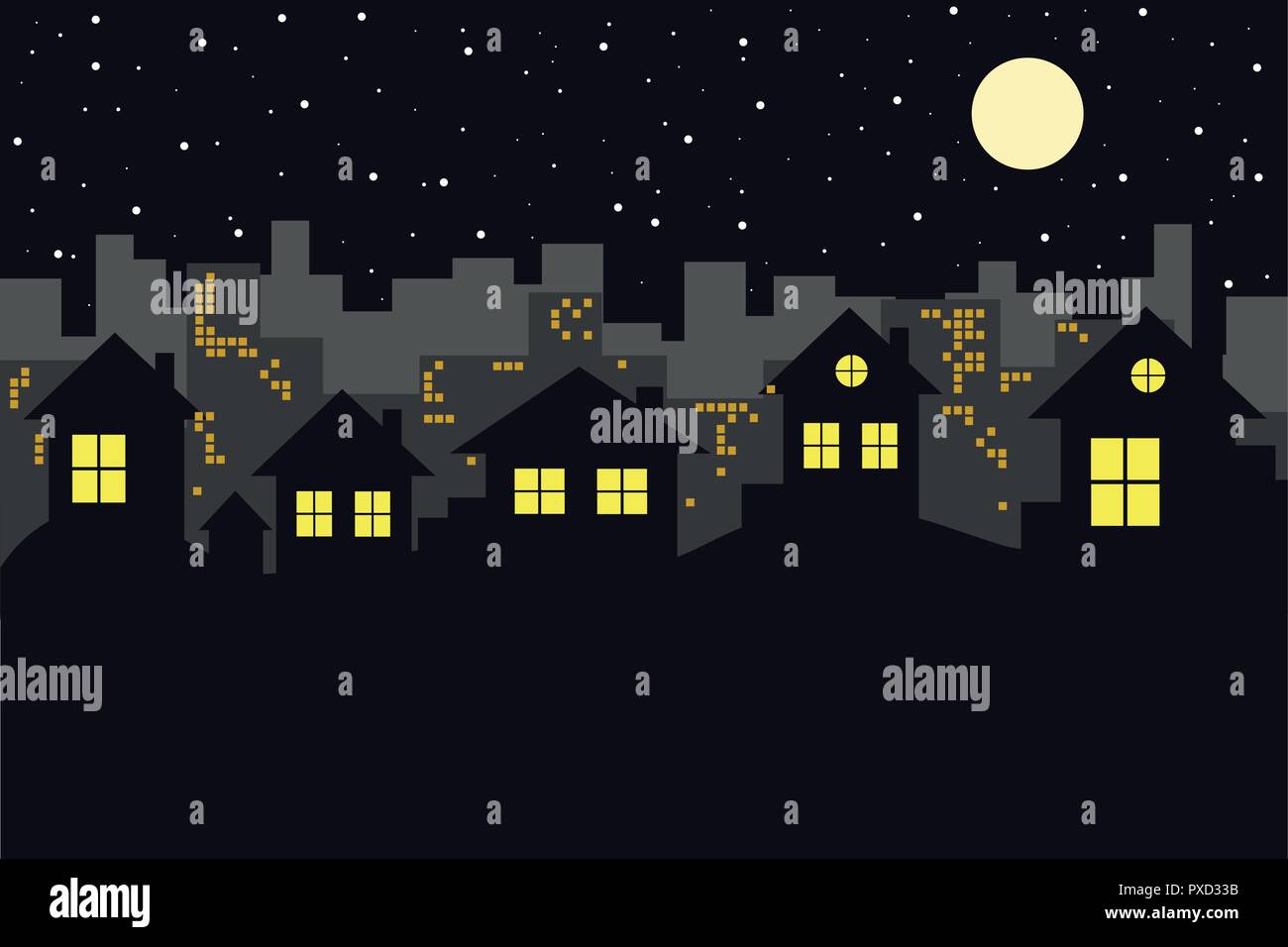 cityscape skyline at night vector illustration EPS10 Stock Vector Image ...