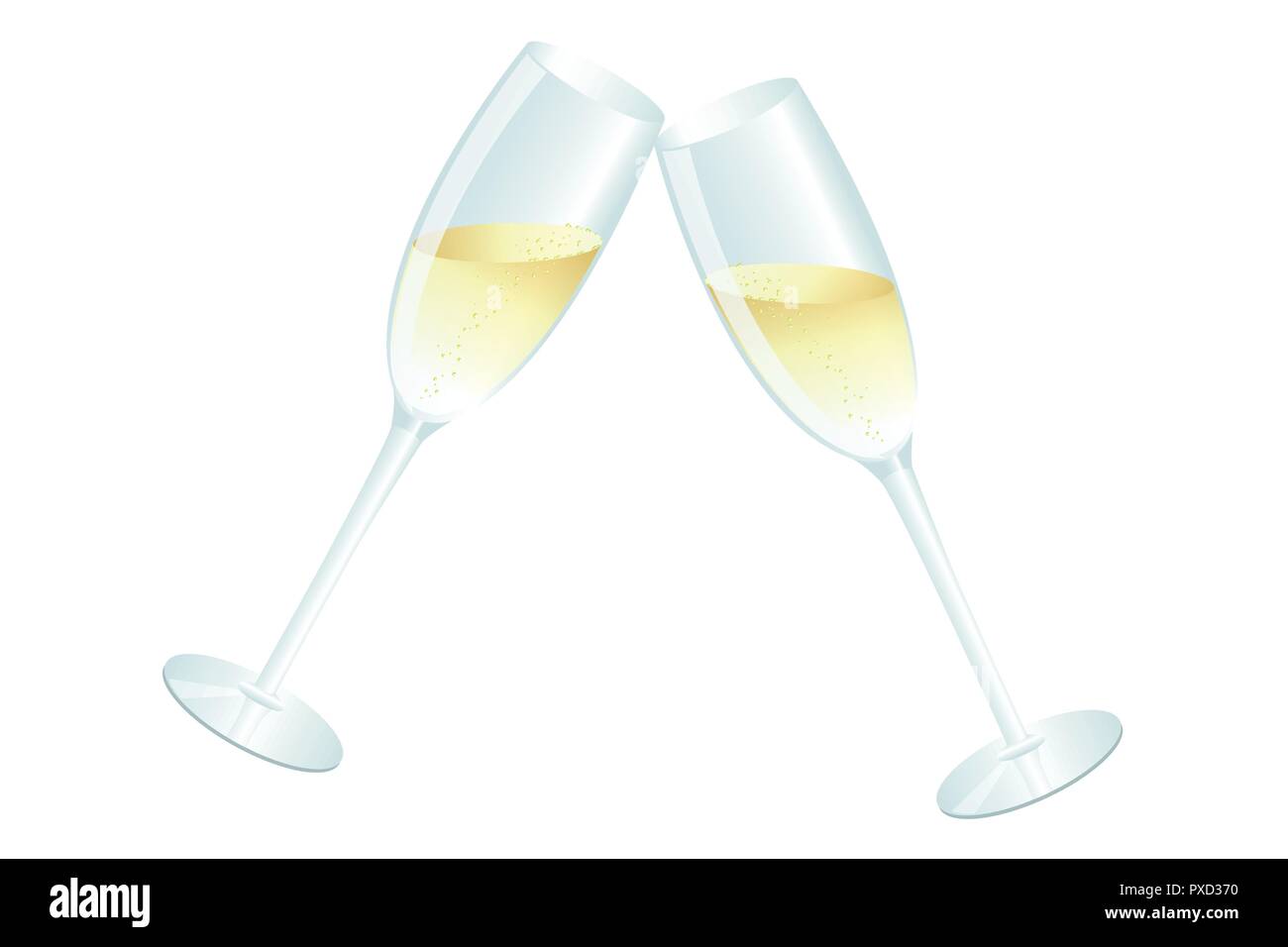two glasses with champagne toast vector illustration EPS10 Stock Vector