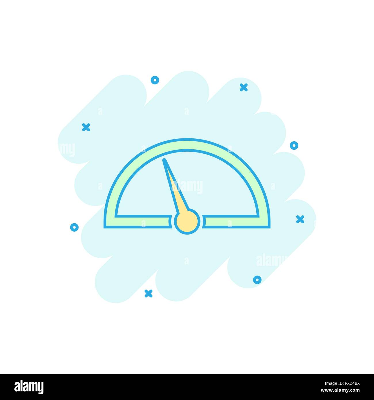 Vector cartoon dashboard icon in comic style. Level meter sign ...