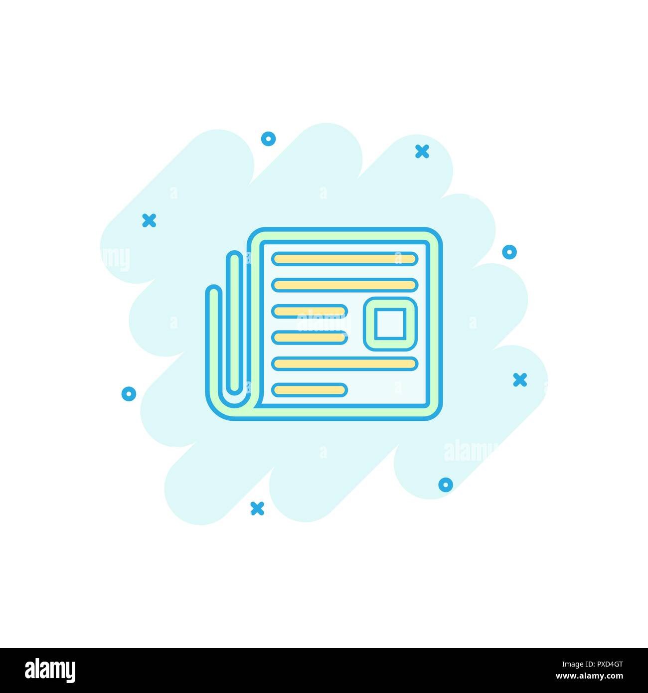 Vector cartoon newspaper icon in comic style. News sign illustration pictogram. Newsletter business splash effect concept. Stock Vector