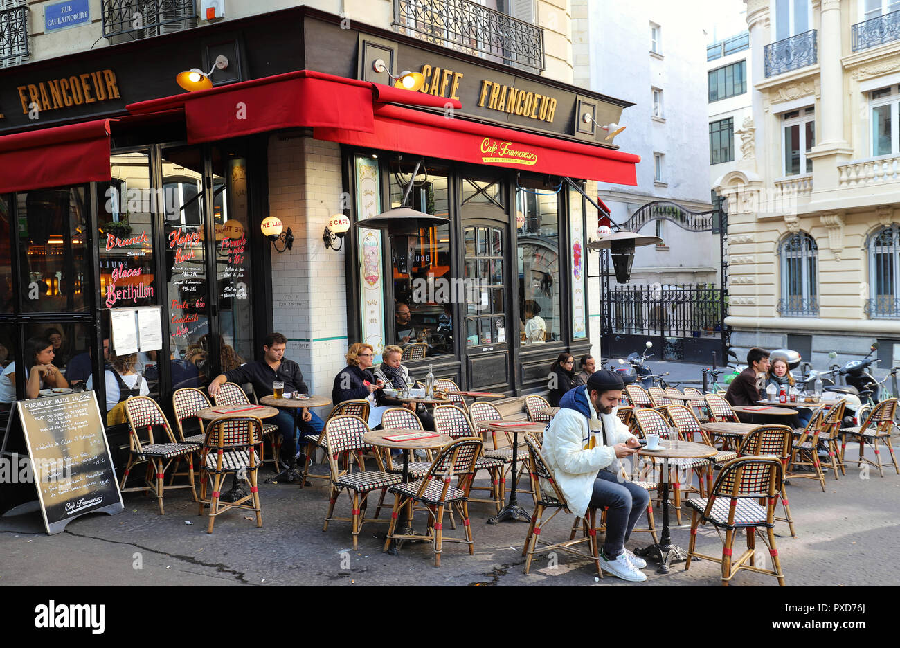The French traditional cafe Francoeur located in Montmartre area in ...